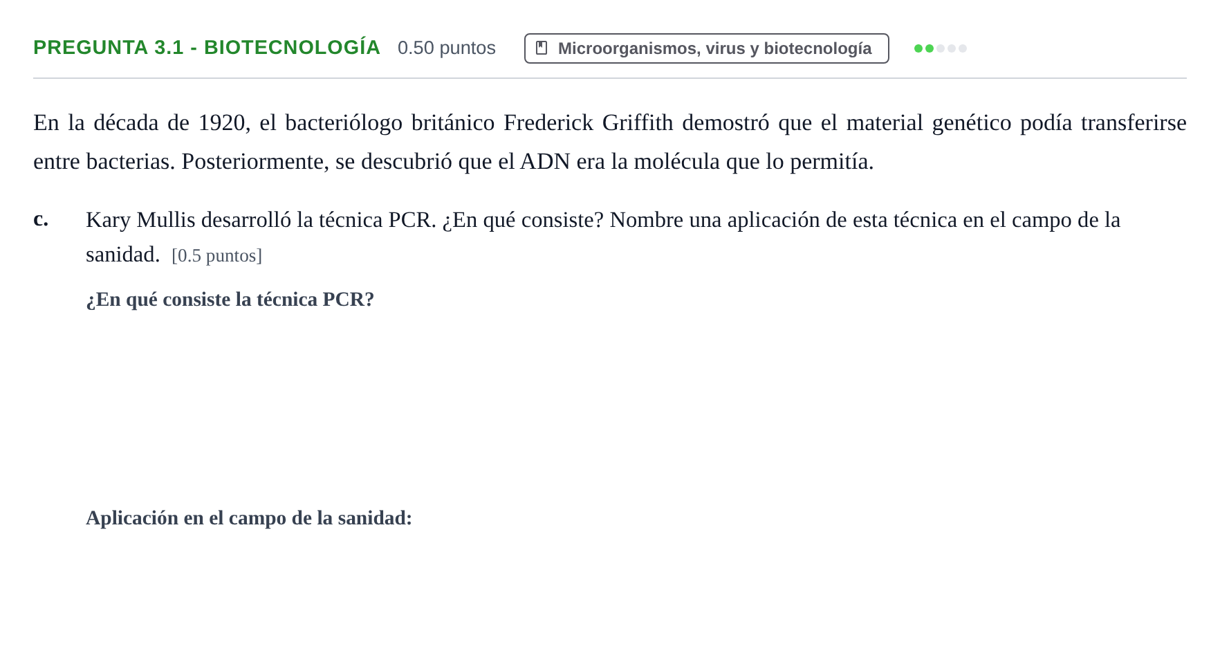 Enunciado: Pregunta 3.1 - Biotecnología · Biología PAU Castilla-La Mancha Extraordinaria 2026