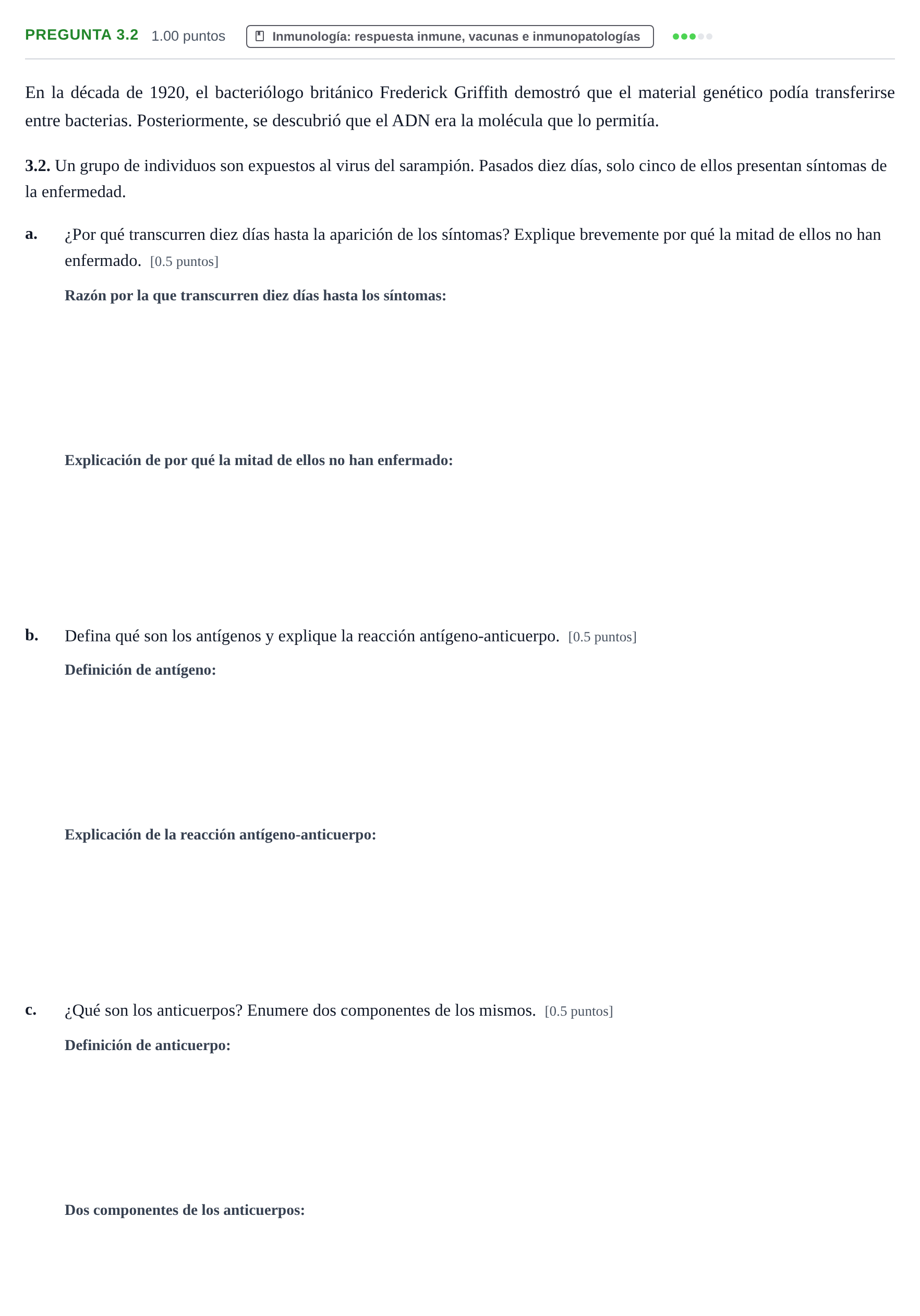 Enunciado: Pregunta 3.2 - Inmunología · Biología PAU Castilla-La Mancha Extraordinaria 2026