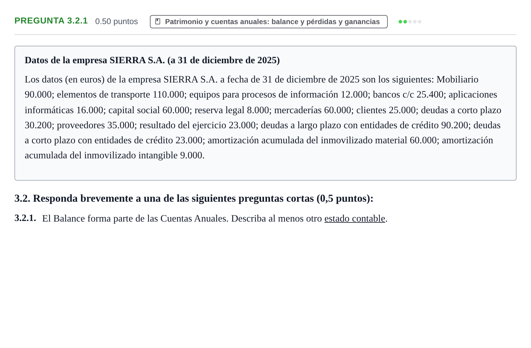 Enunciado: Pregunta 3.2.1 · Empresa y Diseño de Modelos de Negocio PAU Castilla-La Mancha Ordinaria 2026