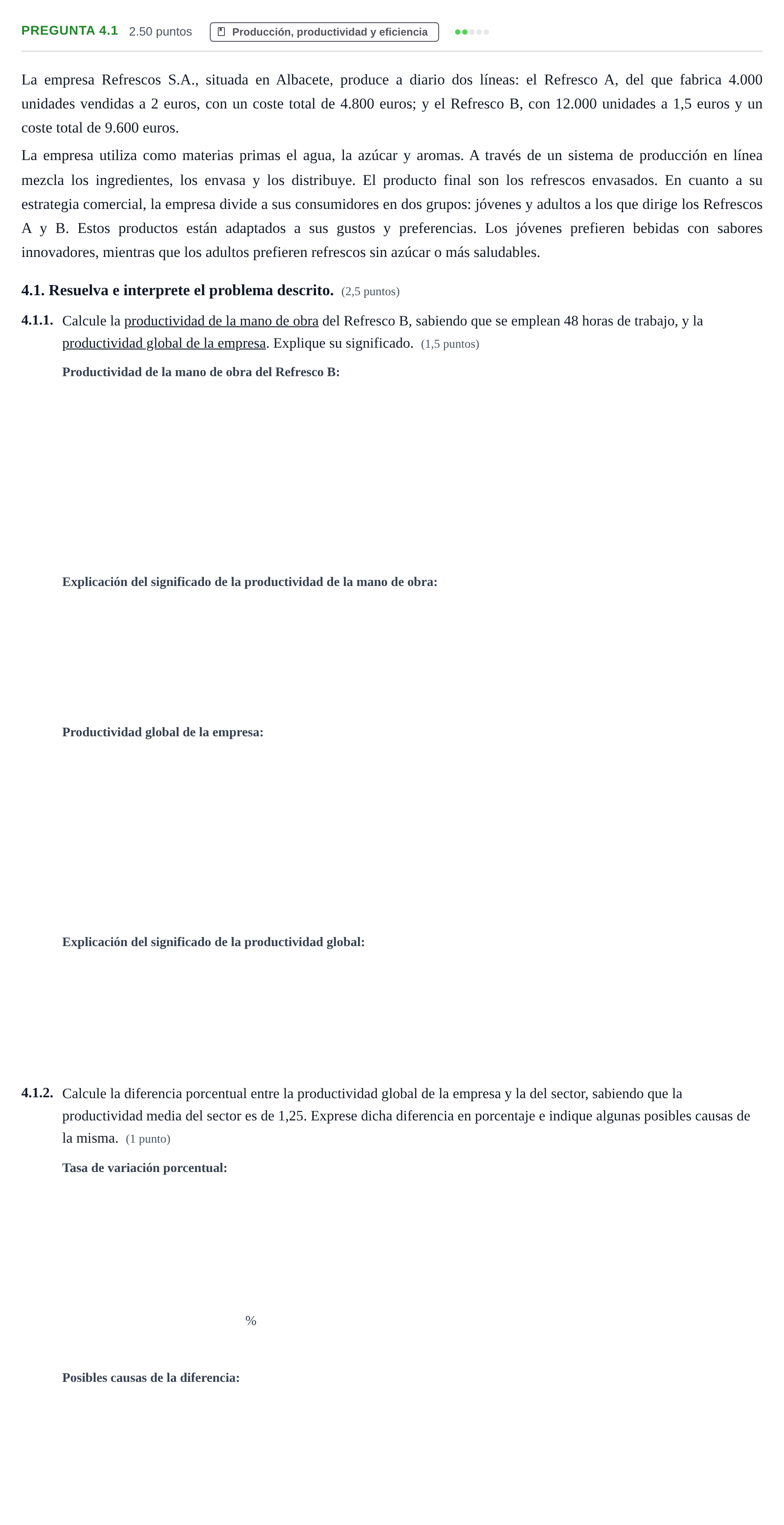 Enunciado: Pregunta 4.1 · Empresa y Diseño de Modelos de Negocio PAU Castilla-La Mancha Ordinaria 2026