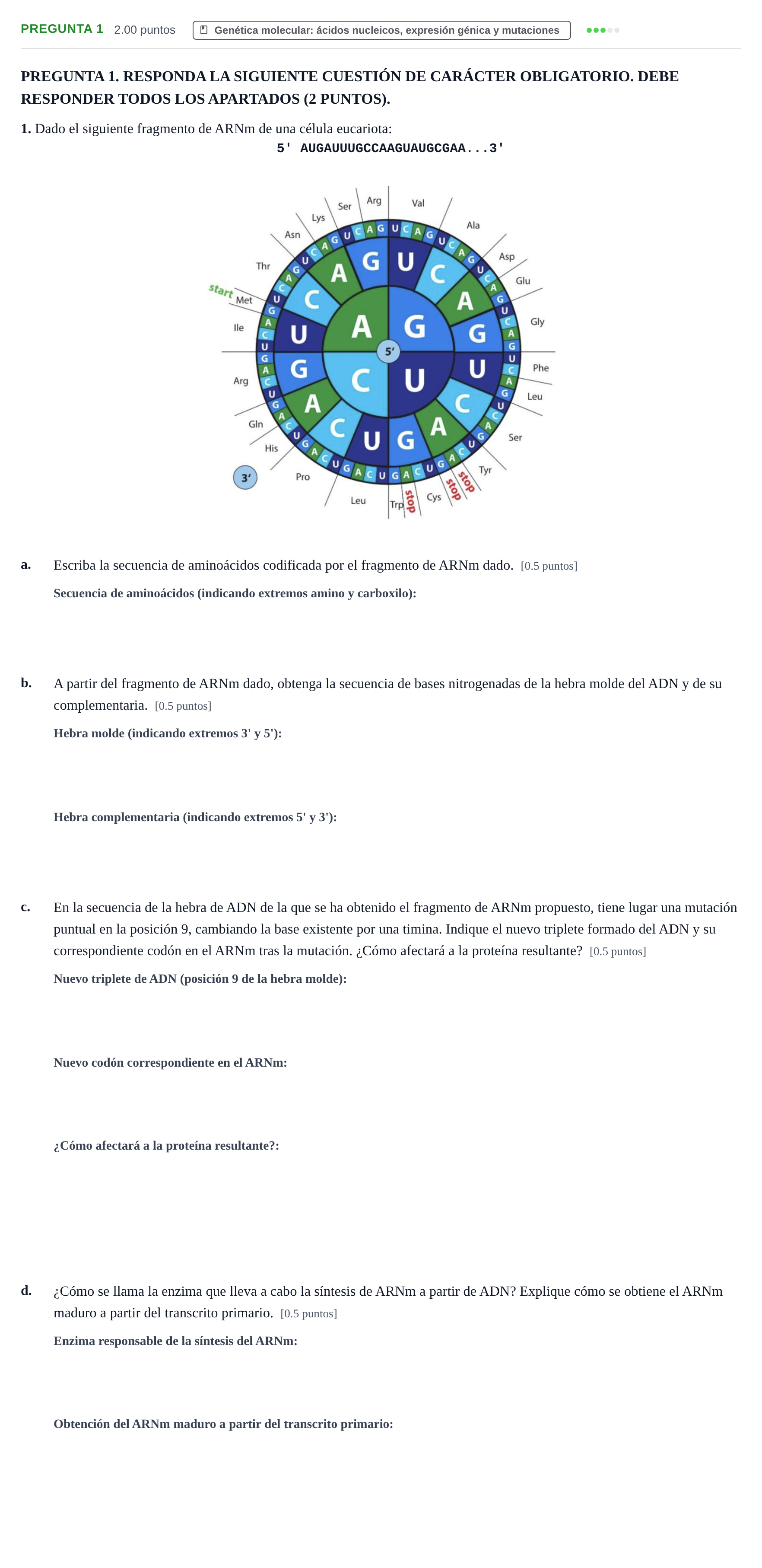 Enunciado: Pregunta 1 · Biología PAU Castilla-La Mancha Ordinaria 2026