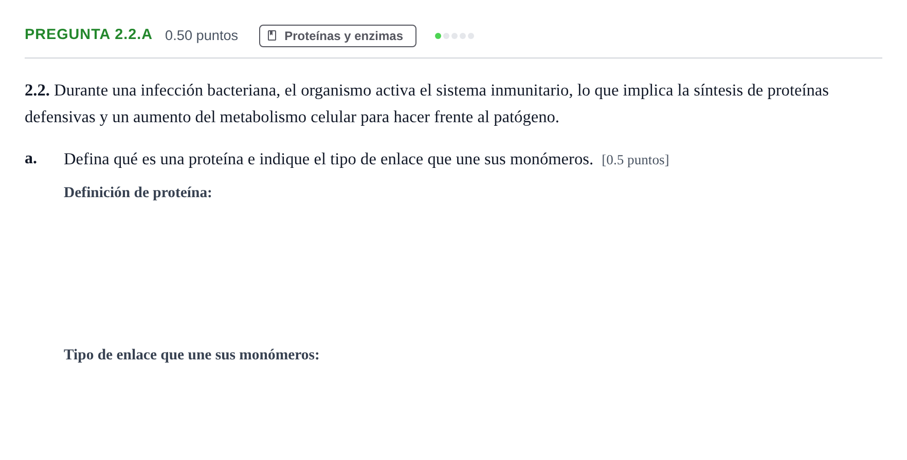 Enunciado: Pregunta 2.2.a - Proteínas y enzimas · Biología PAU Castilla-La Mancha Ordinaria 2026