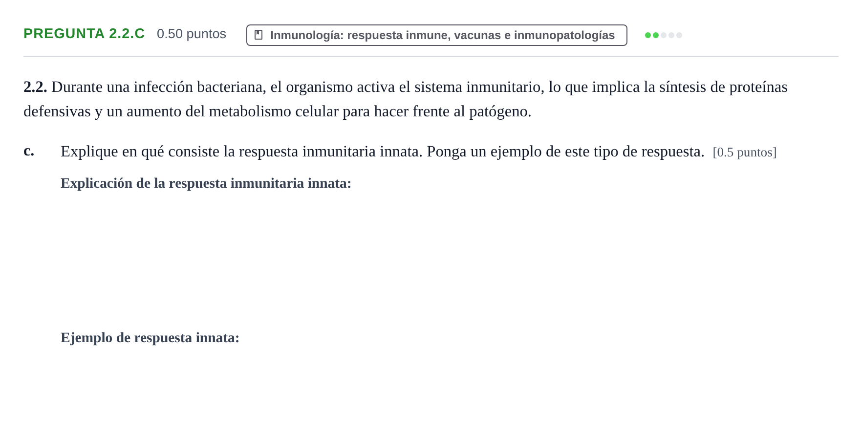 Enunciado: Pregunta 2.2.c - Inmunología · Biología PAU Castilla-La Mancha Ordinaria 2026
