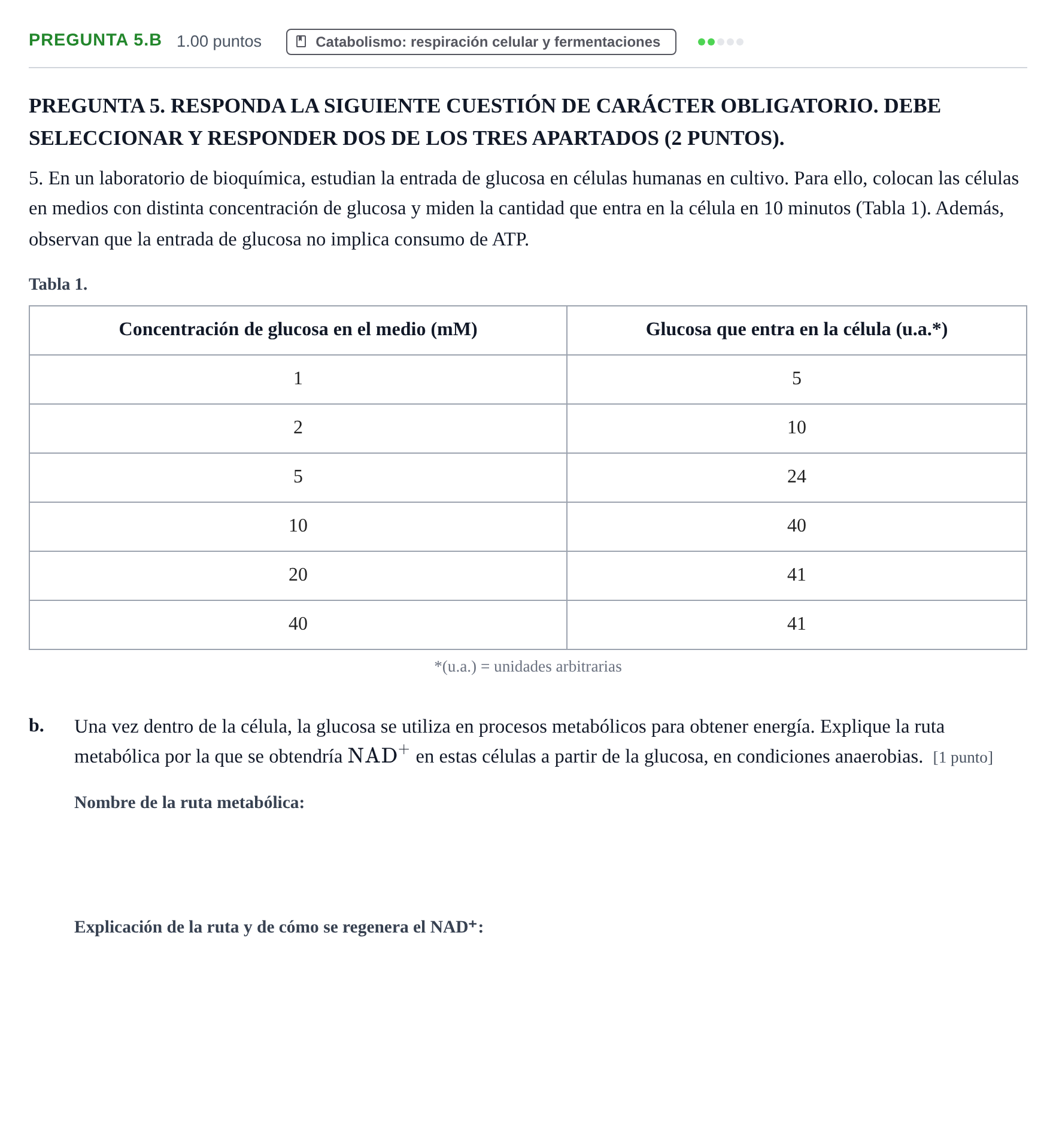 Enunciado: Pregunta 5.b - Catabolismo · Biología PAU Castilla-La Mancha Ordinaria 2026