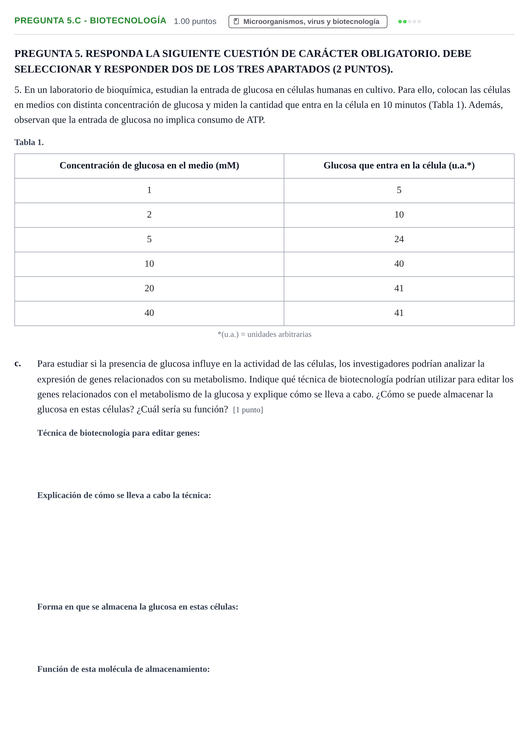 Enunciado: Pregunta 5.c - Biotecnología · Biología PAU Castilla-La Mancha Ordinaria 2026
