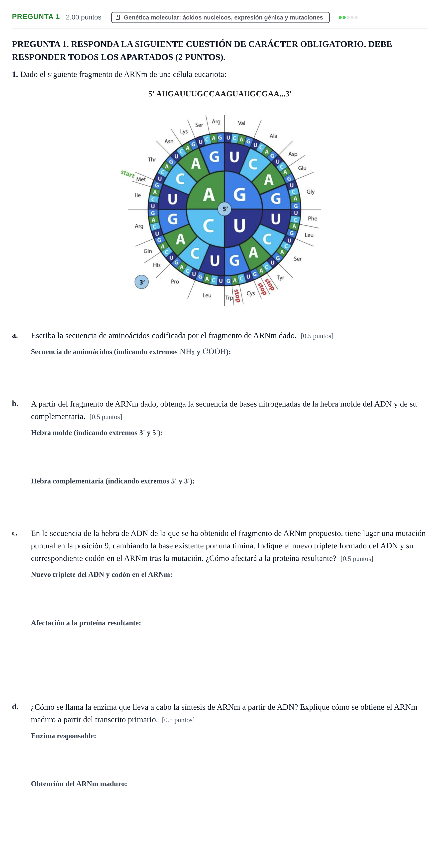 Enunciado: Pregunta 1 · Biología PAU Castilla-La Mancha Ordinaria 2026