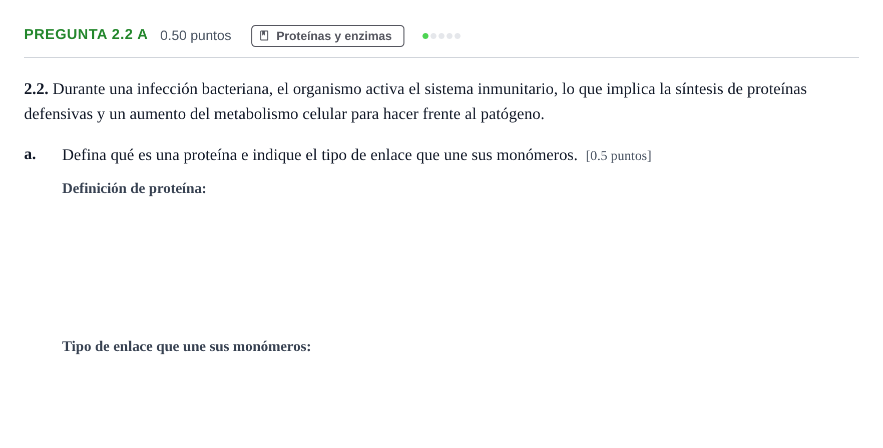 Enunciado: Pregunta 2.2 a - Proteínas · Biología PAU Castilla-La Mancha Ordinaria 2026