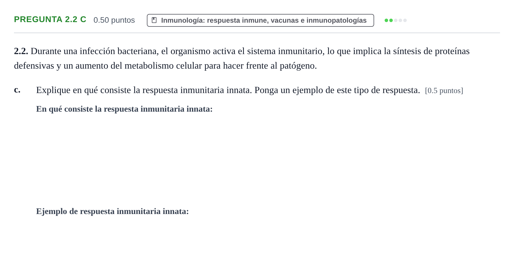 Enunciado: Pregunta 2.2 c - Inmunología · Biología PAU Castilla-La Mancha Ordinaria 2026