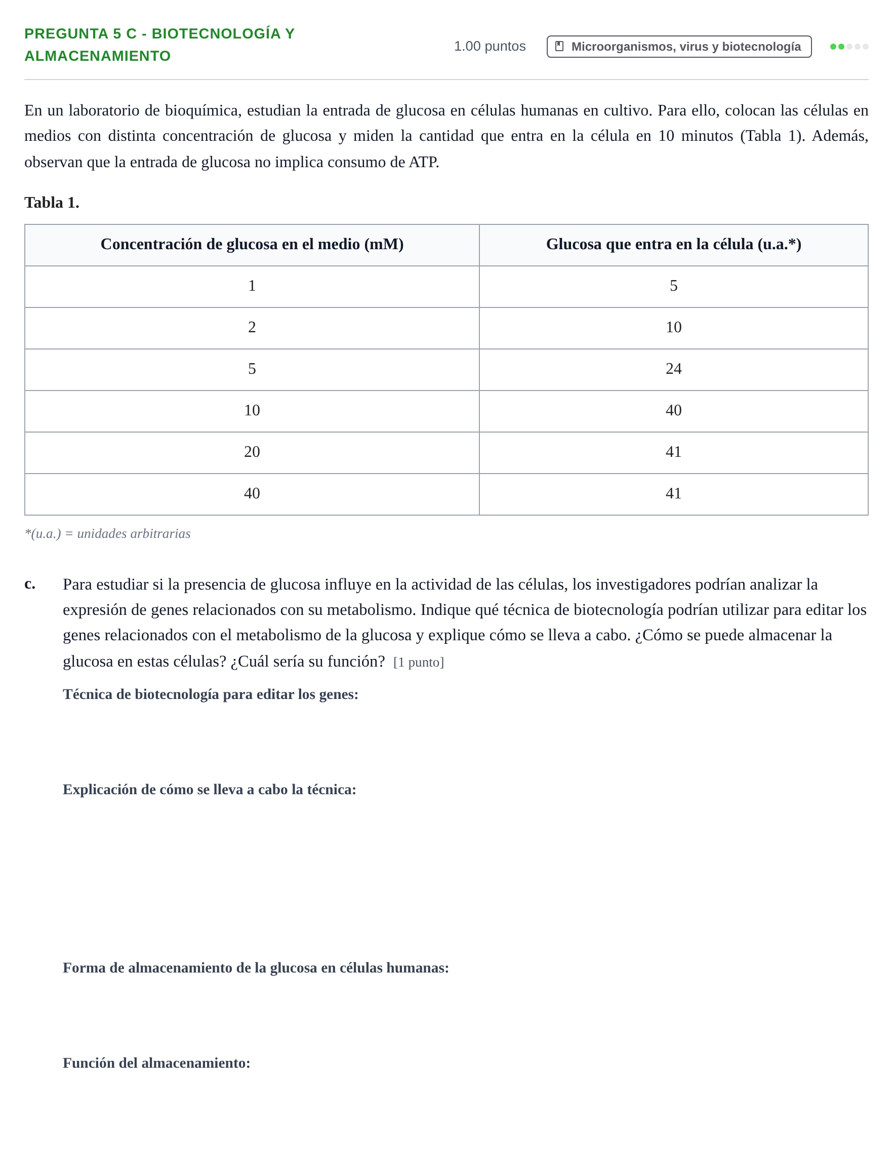 Enunciado: Pregunta 5 c - Biotecnología y almacenamiento · Biología PAU Castilla-La Mancha Ordinaria 2026