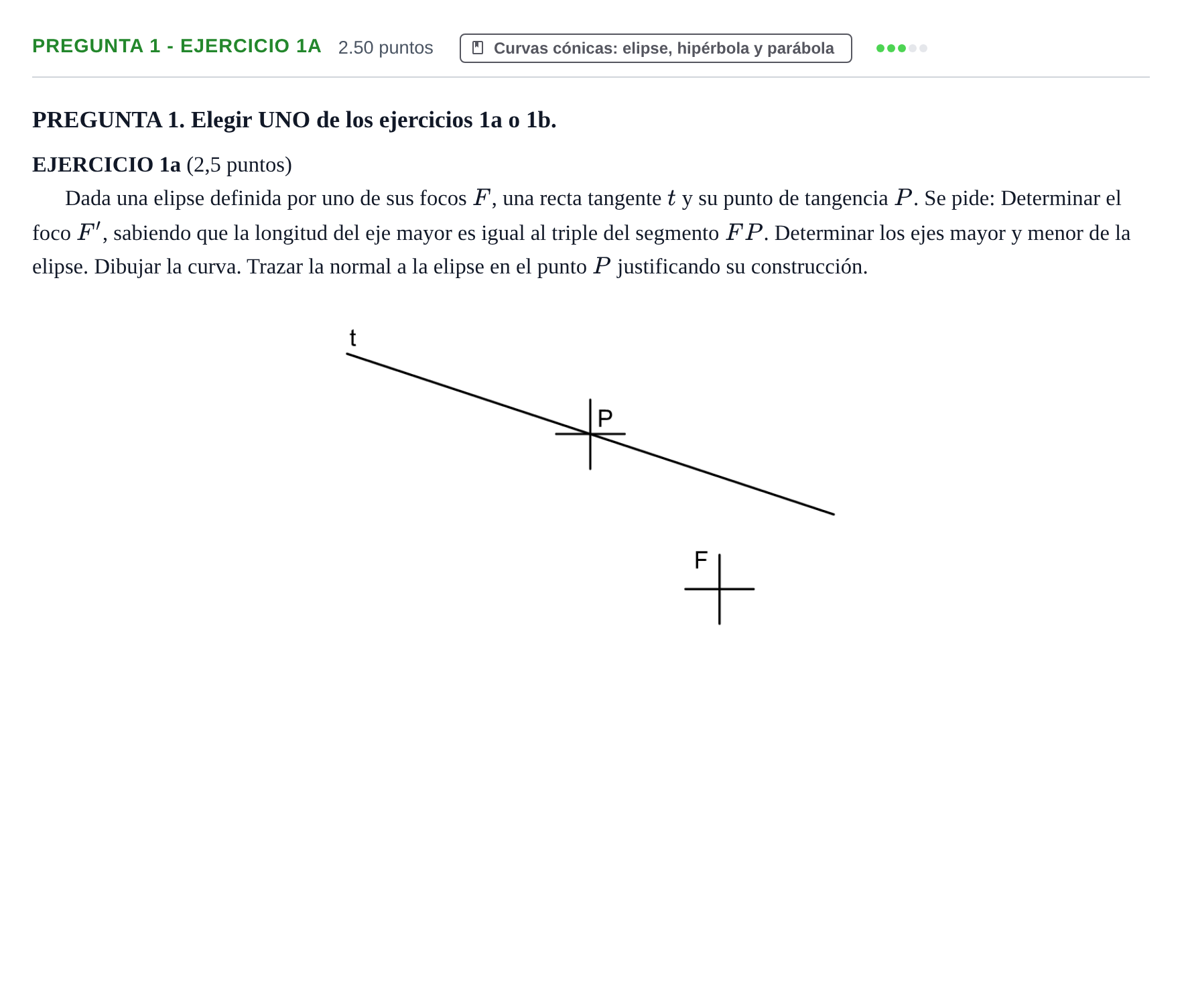 Enunciado: Pregunta 1 - Ejercicio 1a · Dibujo técnico II PAU Castilla-La Mancha Ordinaria 2026