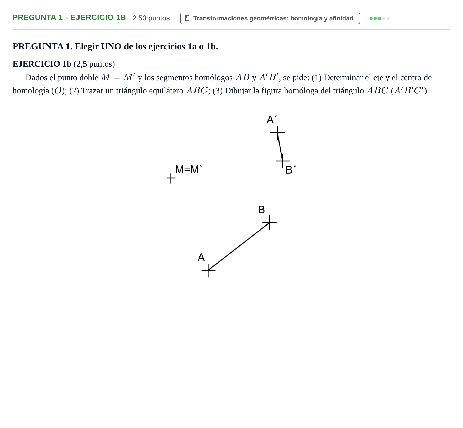 Enunciado: Pregunta 1 - Ejercicio 1b · Dibujo técnico II PAU Castilla-La Mancha Ordinaria 2026
