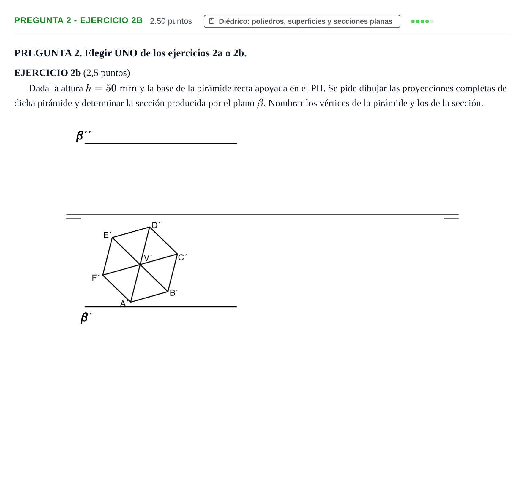 Enunciado: Pregunta 2 - Ejercicio 2b · Dibujo técnico II PAU Castilla-La Mancha Ordinaria 2026