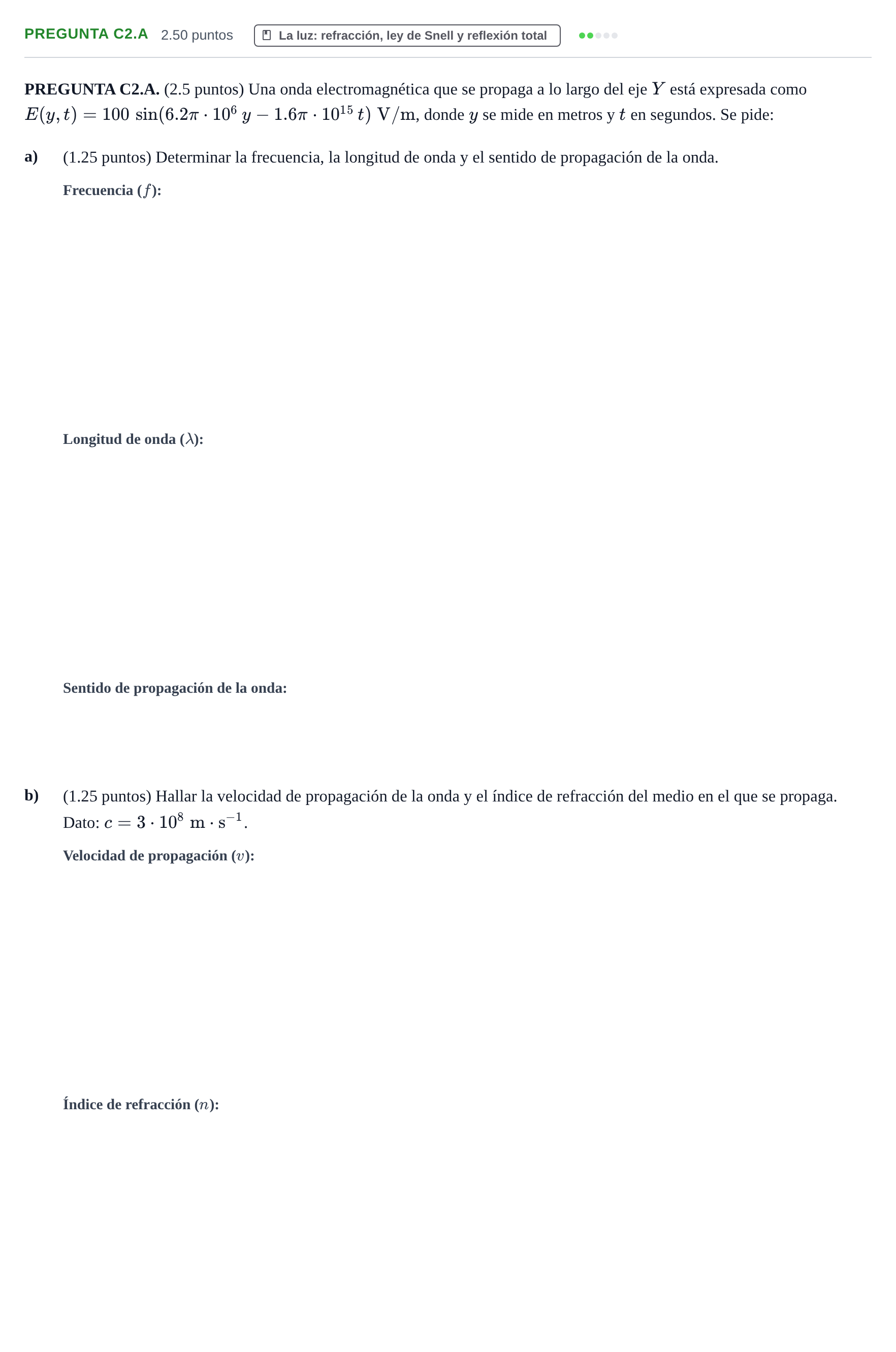 Enunciado: Pregunta C2.A · Física PAU Castilla-La Mancha Extraordinaria 2026