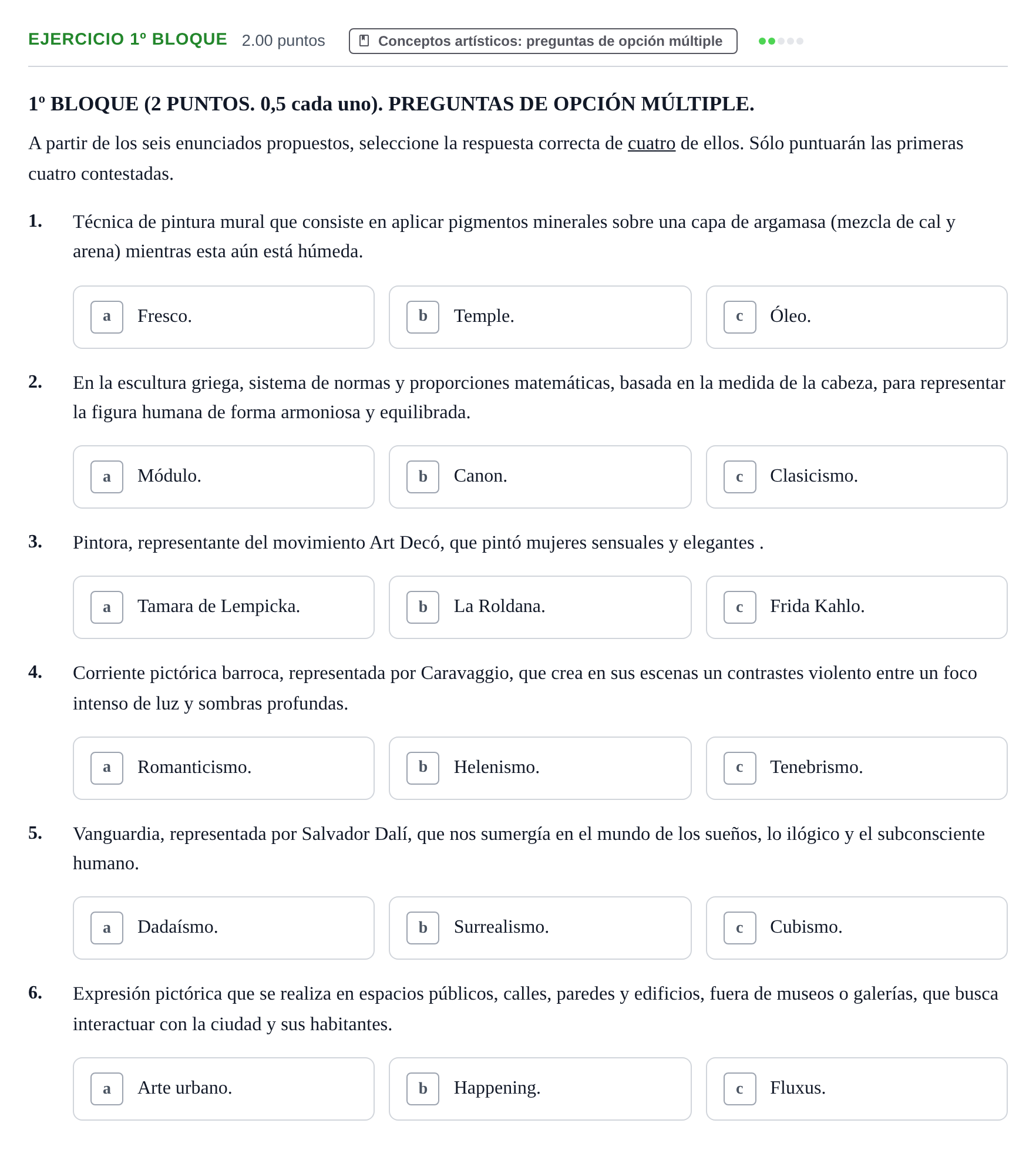 Enunciado: Ejercicio 1º Bloque · Fundamentos Artísticos PAU Castilla-La Mancha Extraordinaria 2026