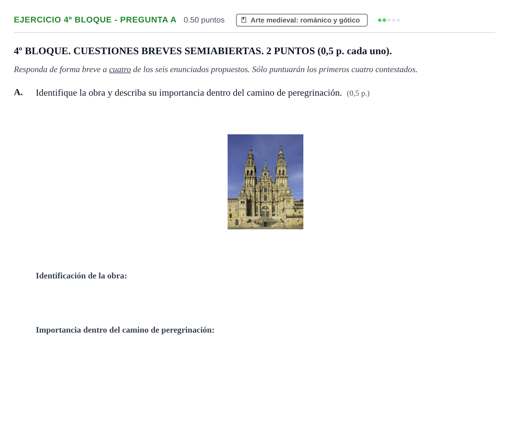 Enunciado: Ejercicio 4º Bloque - Pregunta A · Fundamentos Artísticos PAU Castilla-La Mancha Extraordinaria 2026