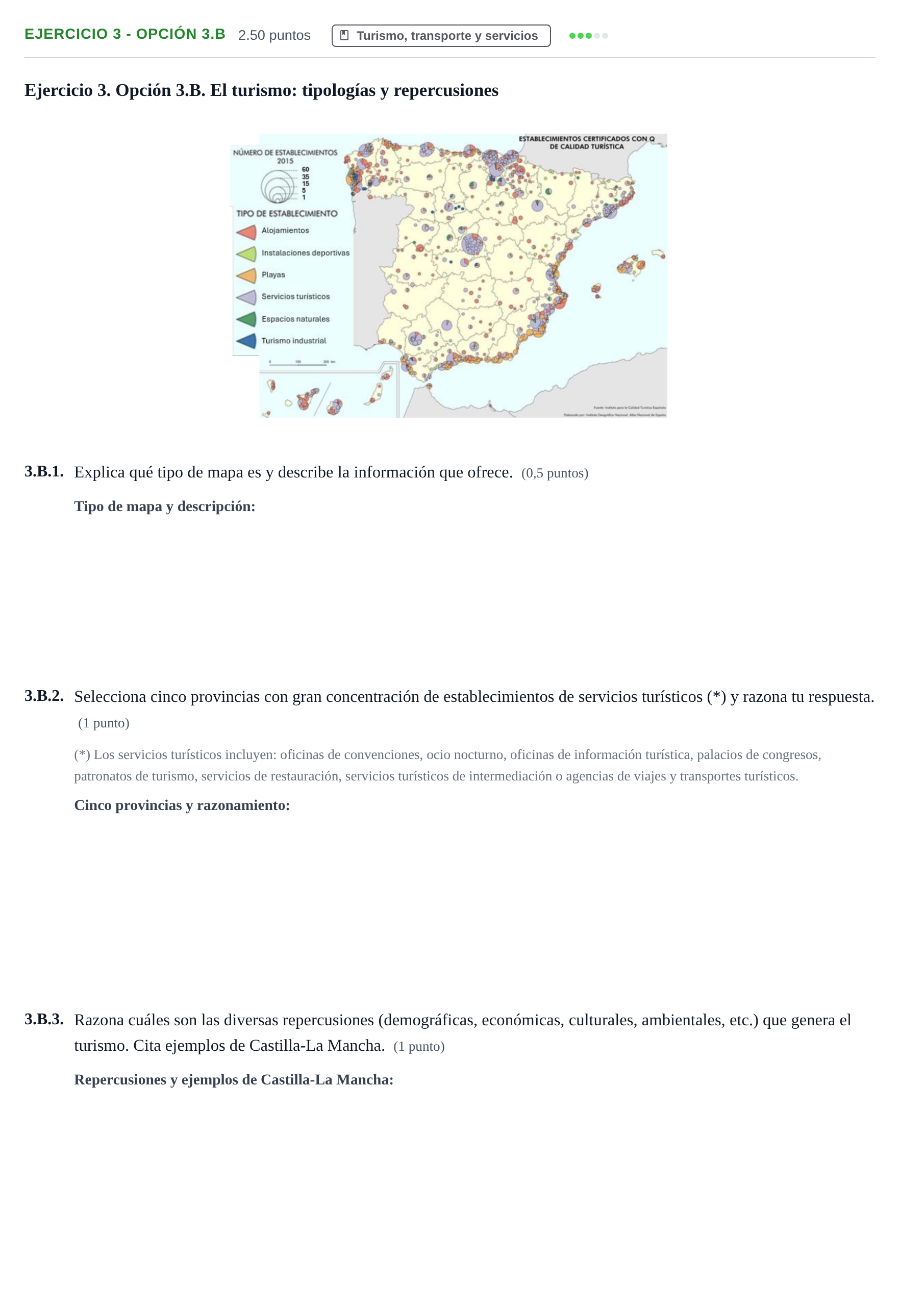 Enunciado: Ejercicio 3 - Opción 3.B · Geografía PAU Castilla-La Mancha Extraordinaria 2026