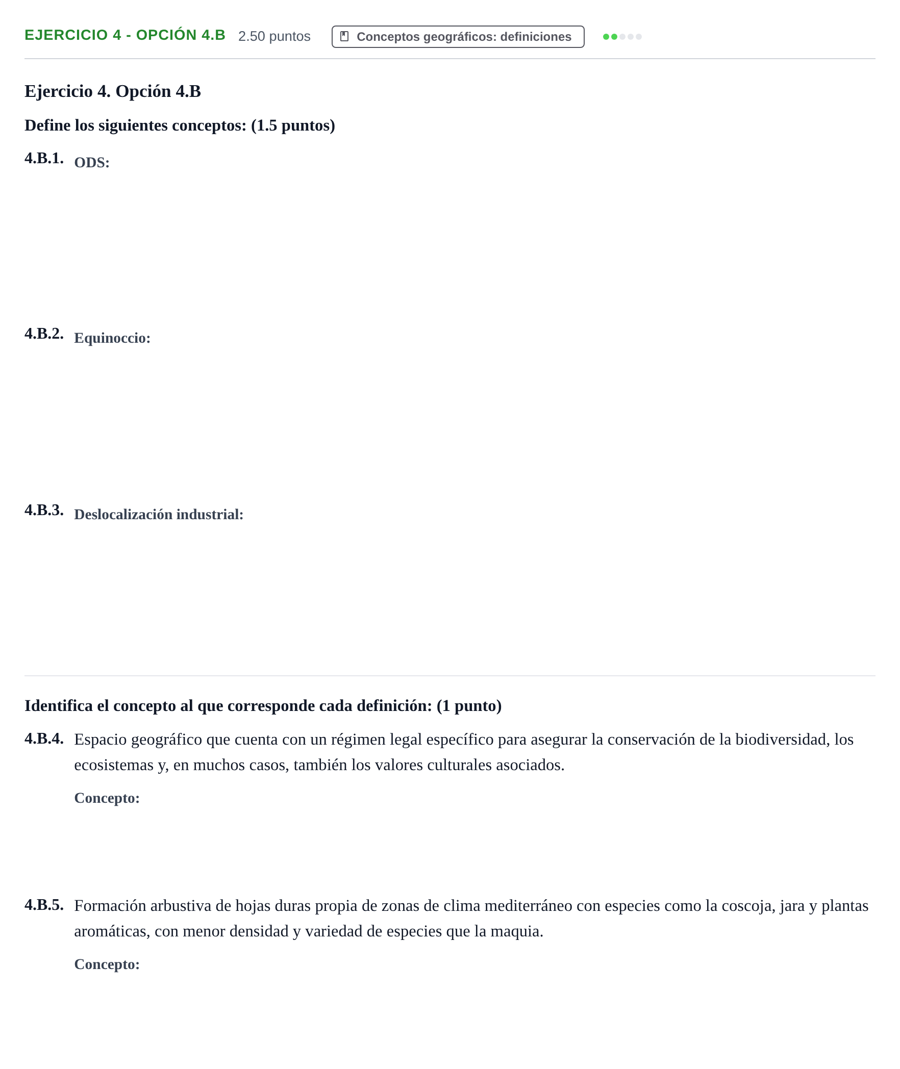 Enunciado: Ejercicio 4 - Opción 4.B · Geografía PAU Castilla-La Mancha Extraordinaria 2026