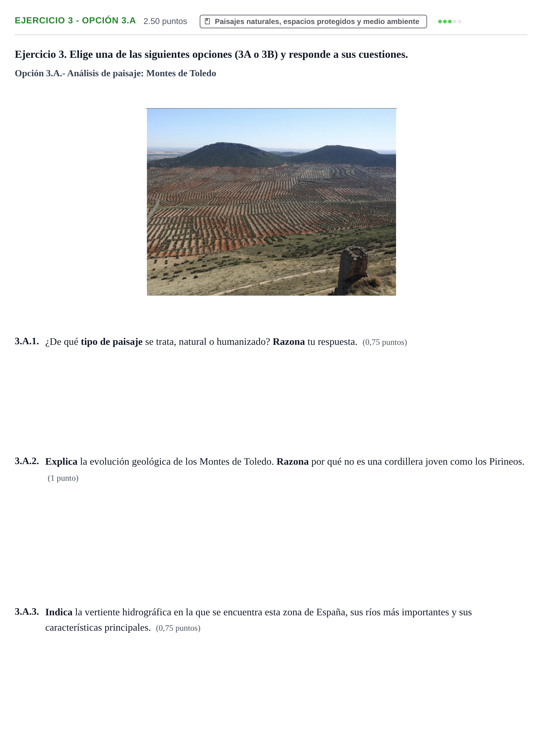 Enunciado: Ejercicio 3 - Opción 3.A · Geografía PAU Castilla-La Mancha Ordinaria 2026