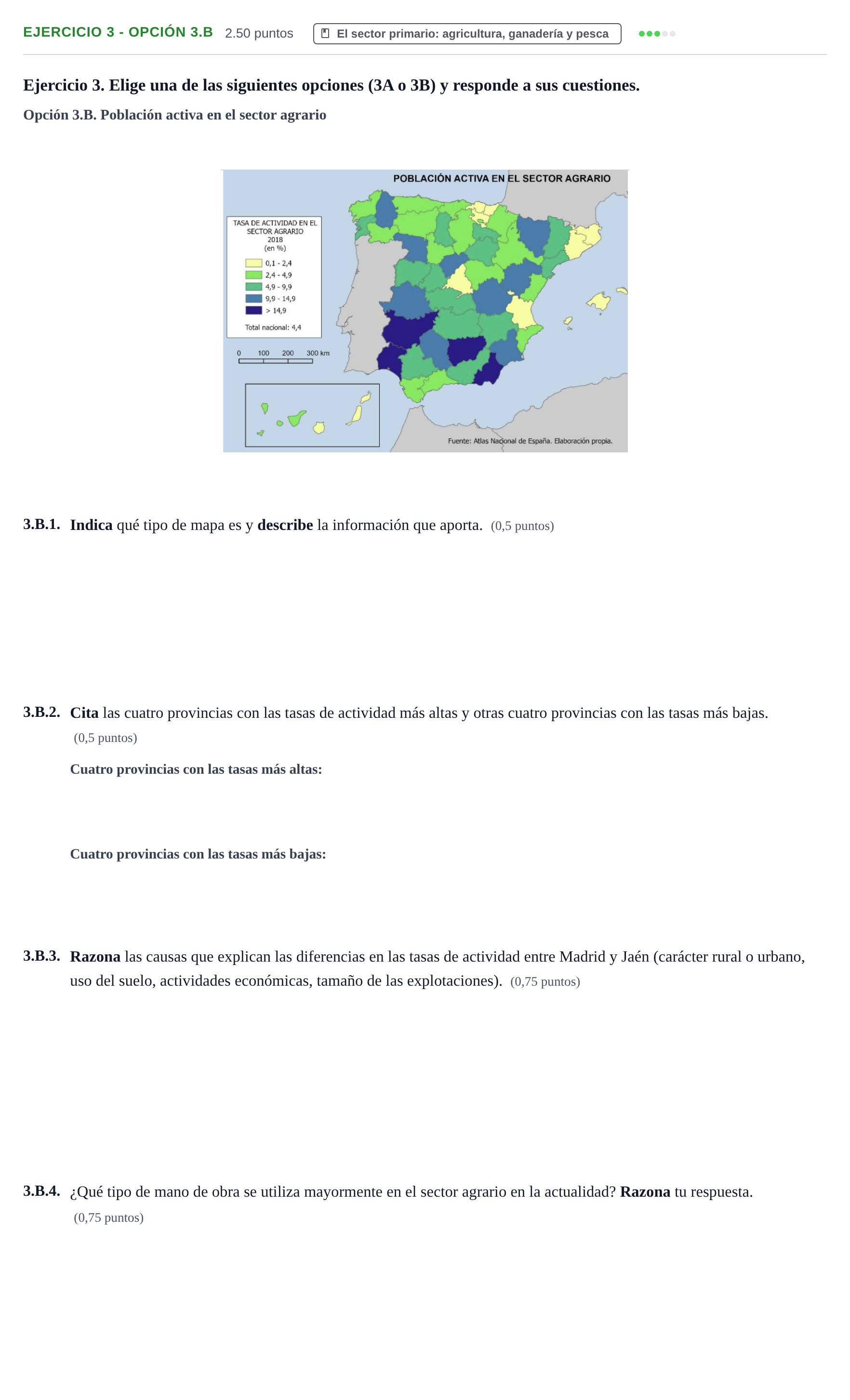 Enunciado: Ejercicio 3 - Opción 3.B · Geografía PAU Castilla-La Mancha Ordinaria 2026
