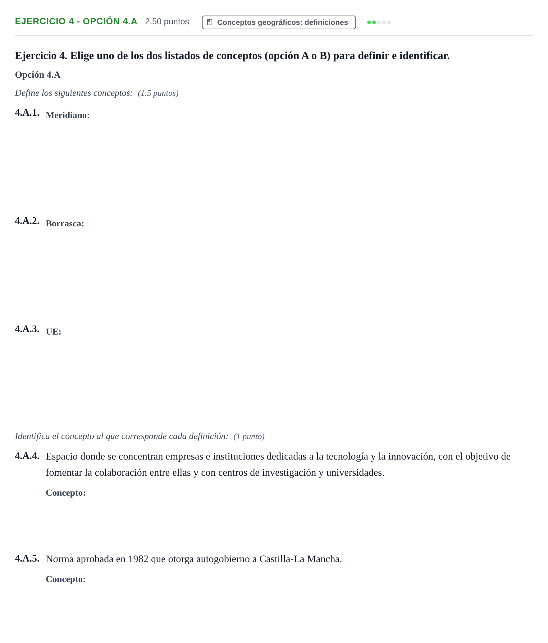 Enunciado: Ejercicio 4 - Opción 4.A · Geografía PAU Castilla-La Mancha Ordinaria 2026