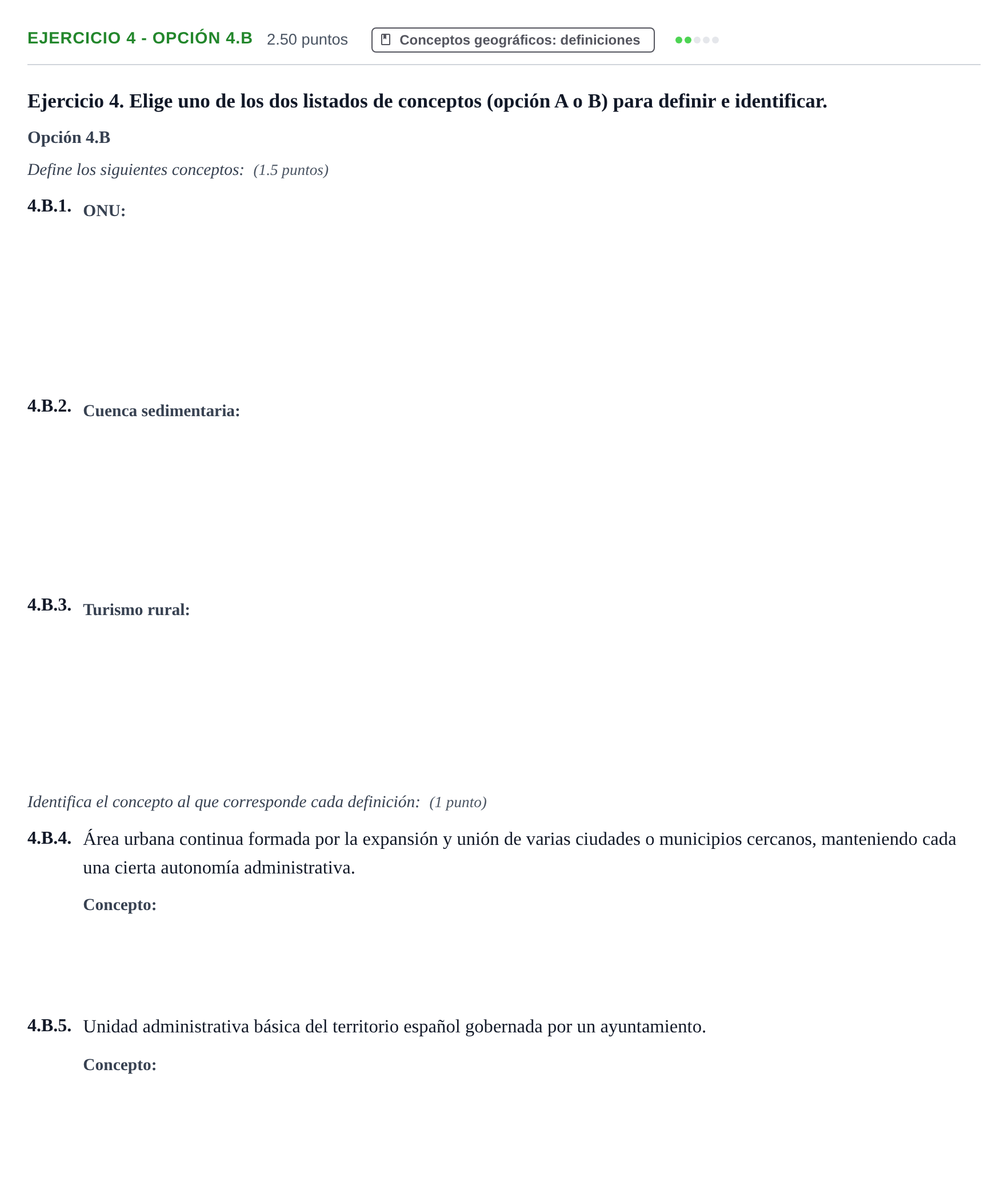 Enunciado: Ejercicio 4 - Opción 4.B · Geografía PAU Castilla-La Mancha Ordinaria 2026