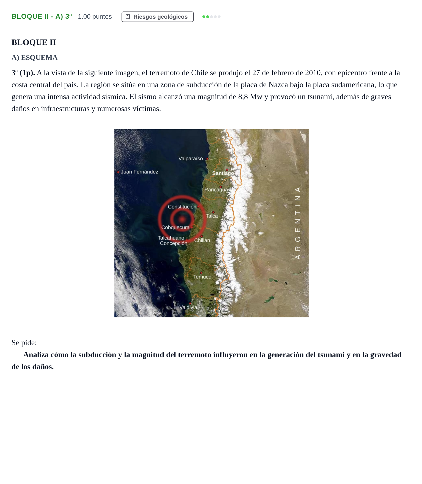 Enunciado: Bloque II - A) 3ª · Geología y Ciencias Ambientales PAU Castilla-La Mancha Extraordinaria 2026