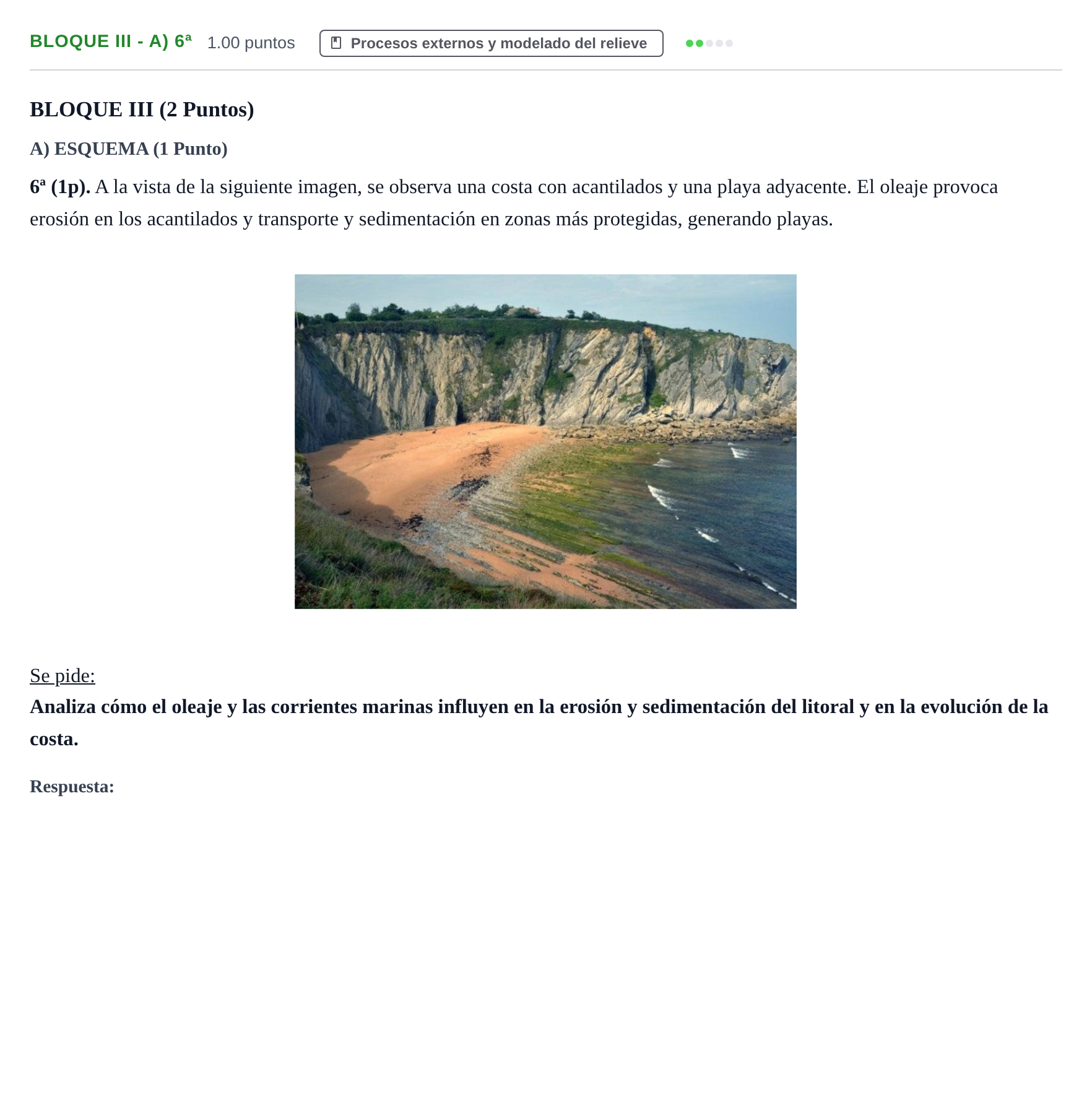 Enunciado: Bloque III - A) 6ª · Geología y Ciencias Ambientales PAU Castilla-La Mancha Extraordinaria 2026
