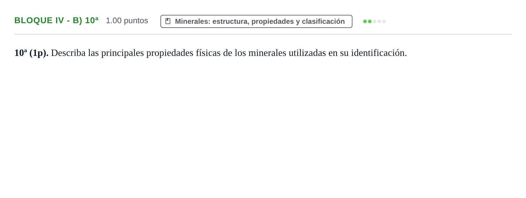 Enunciado: Bloque IV - B) 10ª · Geología y Ciencias Ambientales PAU Castilla-La Mancha Extraordinaria 2026