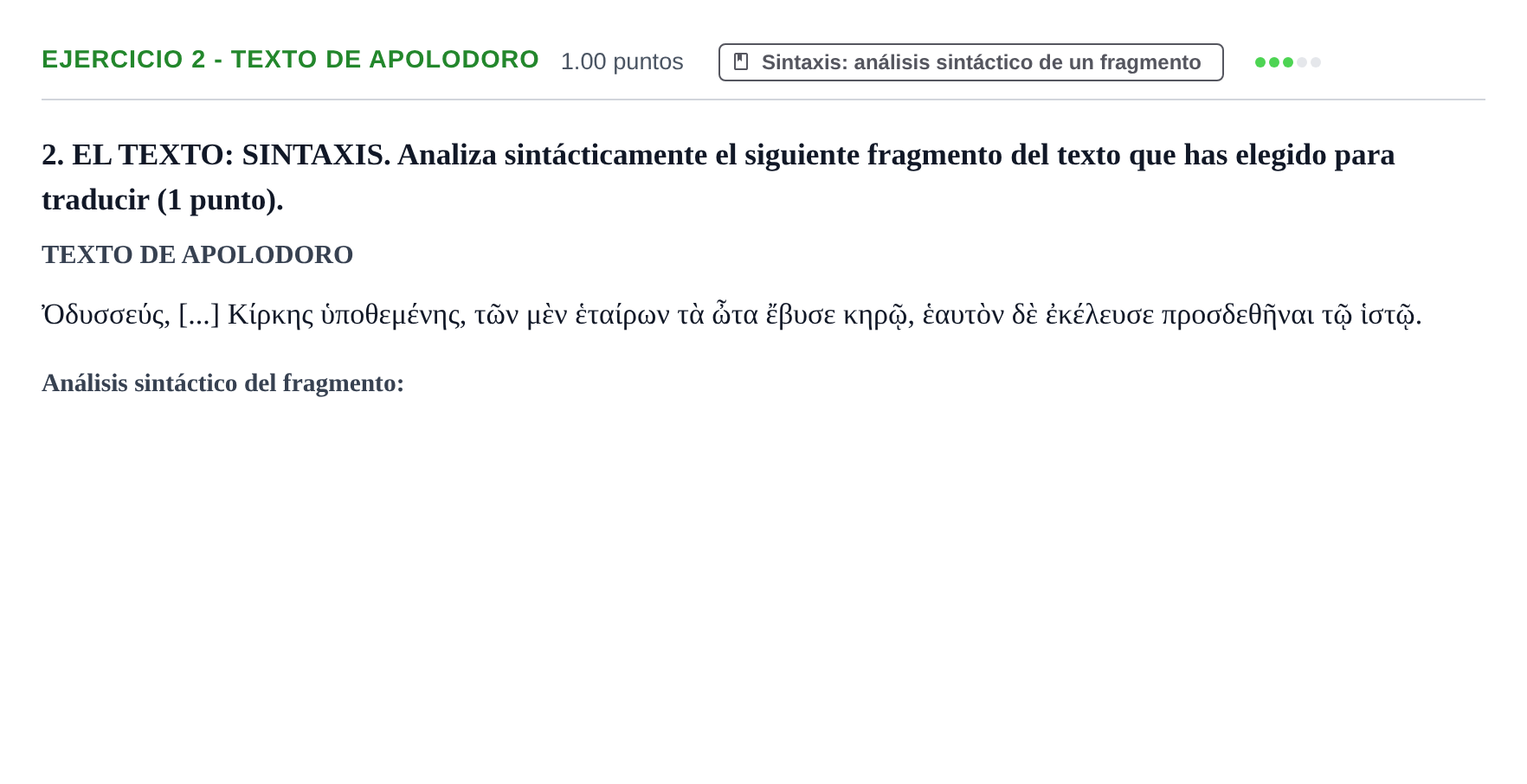 Enunciado: Ejercicio 2 - Texto de Apolodoro · Griego II PAU Castilla-La Mancha Ordinaria 2026