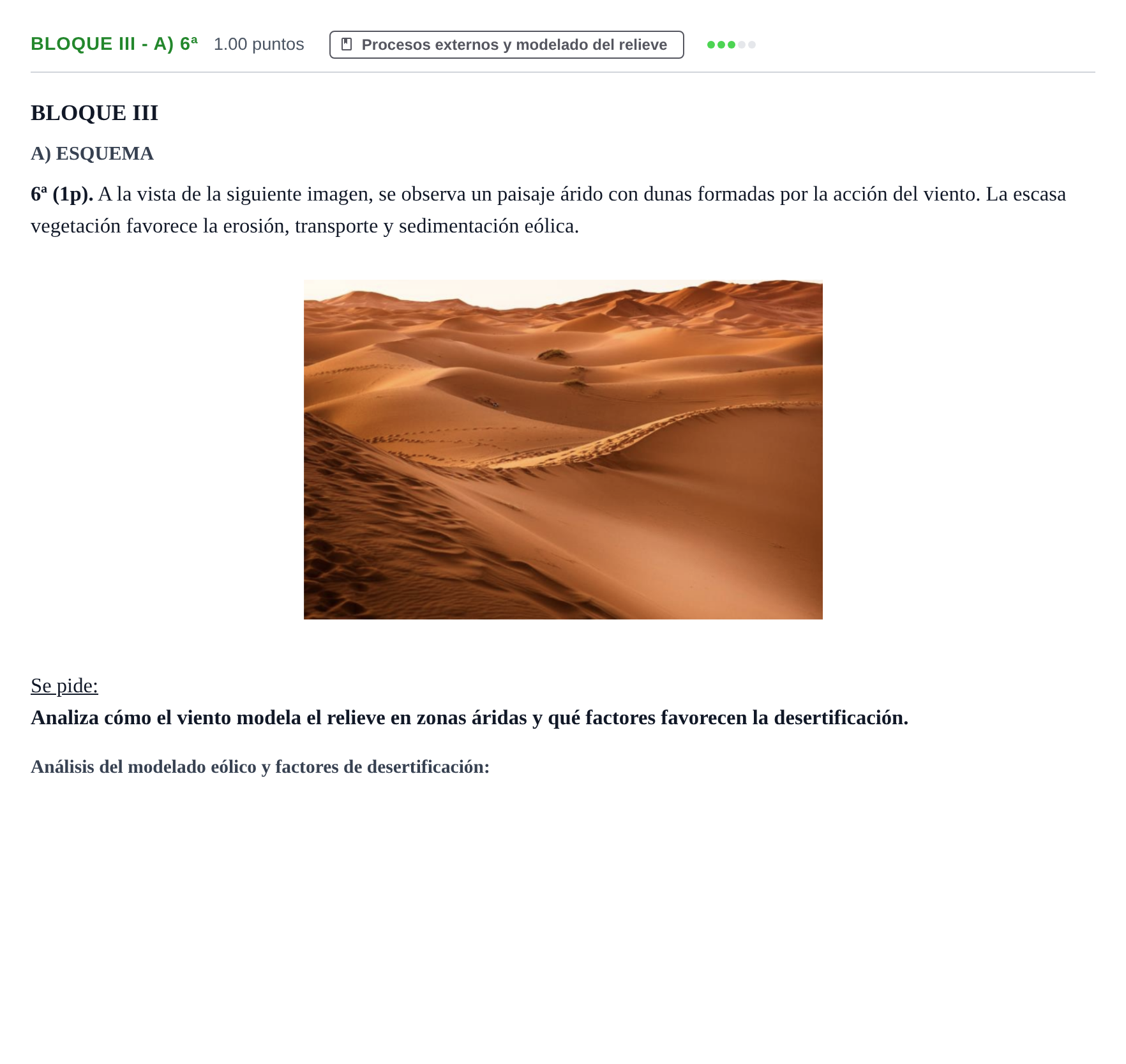 Enunciado: Bloque III - A) 6ª · Geología y Ciencias Ambientales PAU Castilla-La Mancha Ordinaria 2026