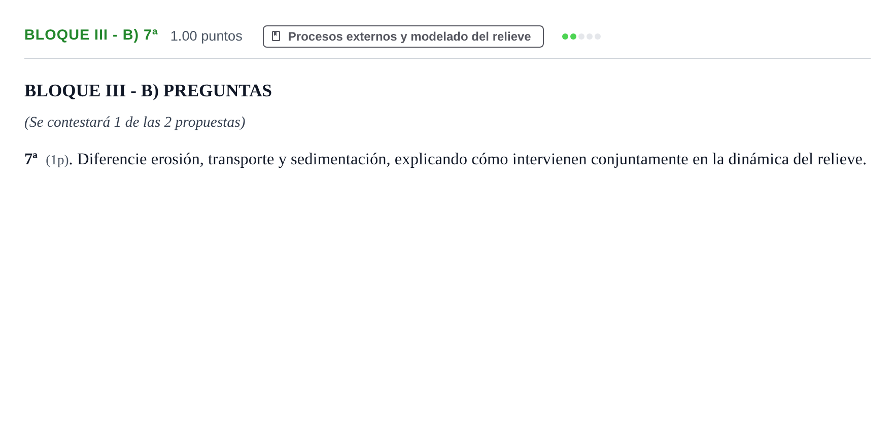 Enunciado: Bloque III - B) 7ª · Geología y Ciencias Ambientales PAU Castilla-La Mancha Ordinaria 2026