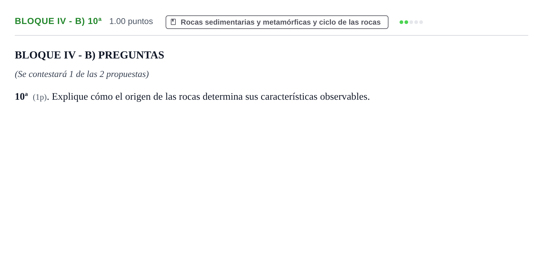 Enunciado: Bloque IV - B) 10ª · Geología y Ciencias Ambientales PAU Castilla-La Mancha Ordinaria 2026