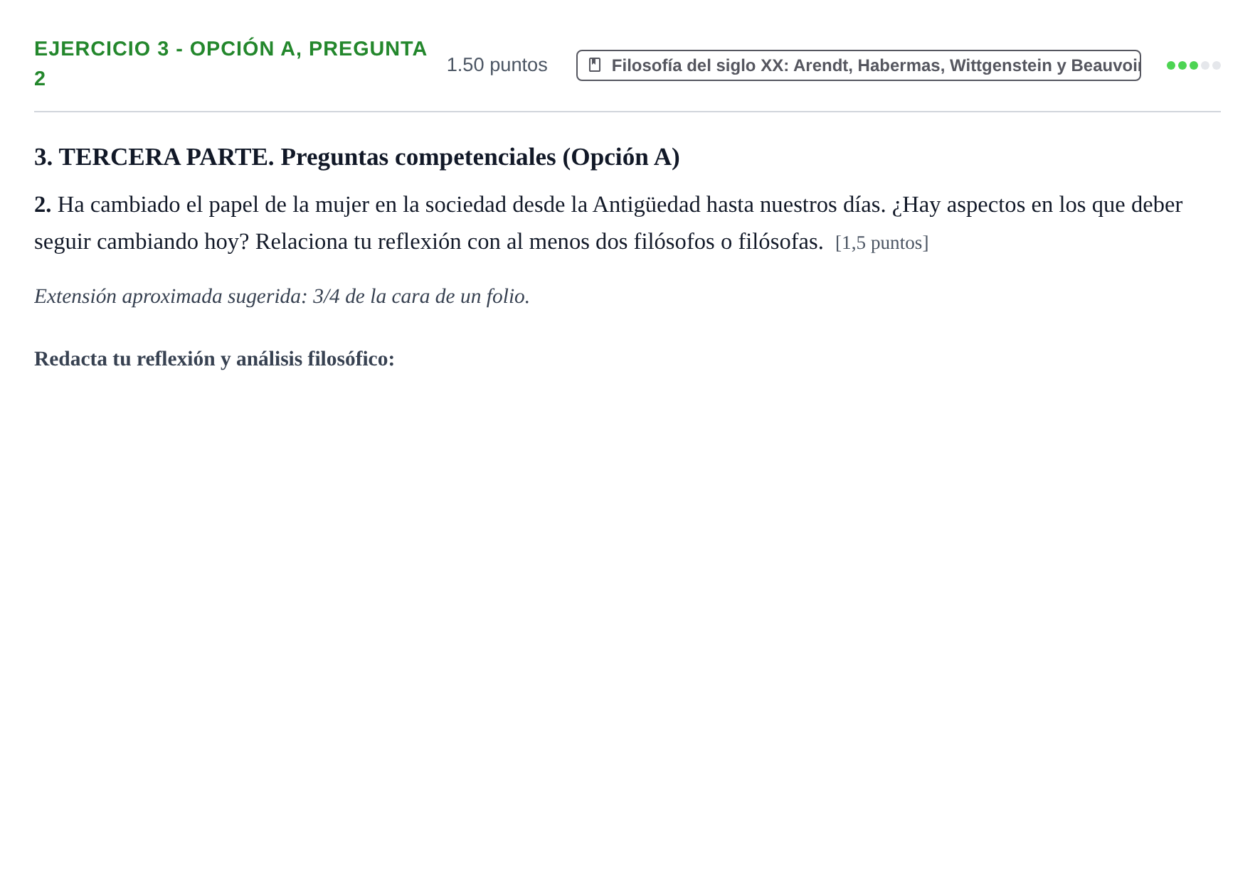 Enunciado: Ejercicio 3 - Opción A, pregunta 2 · Historia de la Filosofía PAU Castilla-La Mancha Extraordinaria 2026