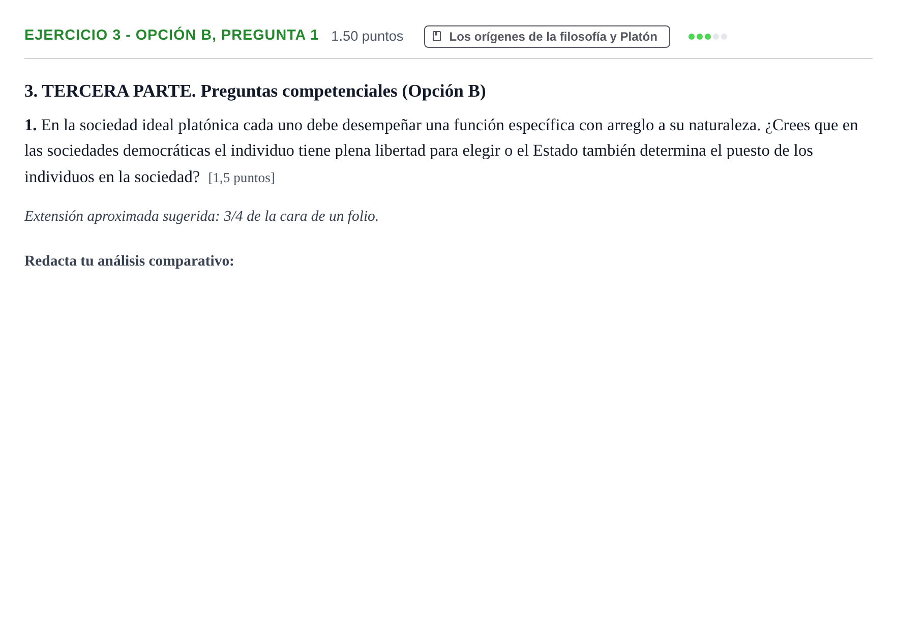Enunciado: Ejercicio 3 - Opción B, pregunta 1 · Historia de la Filosofía PAU Castilla-La Mancha Extraordinaria 2026