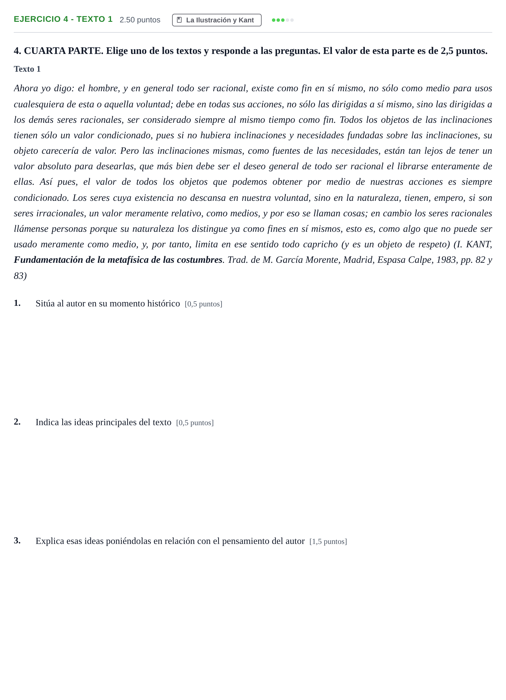 Enunciado: Ejercicio 4 - Texto 1 · Historia de la Filosofía PAU Castilla-La Mancha Extraordinaria 2026