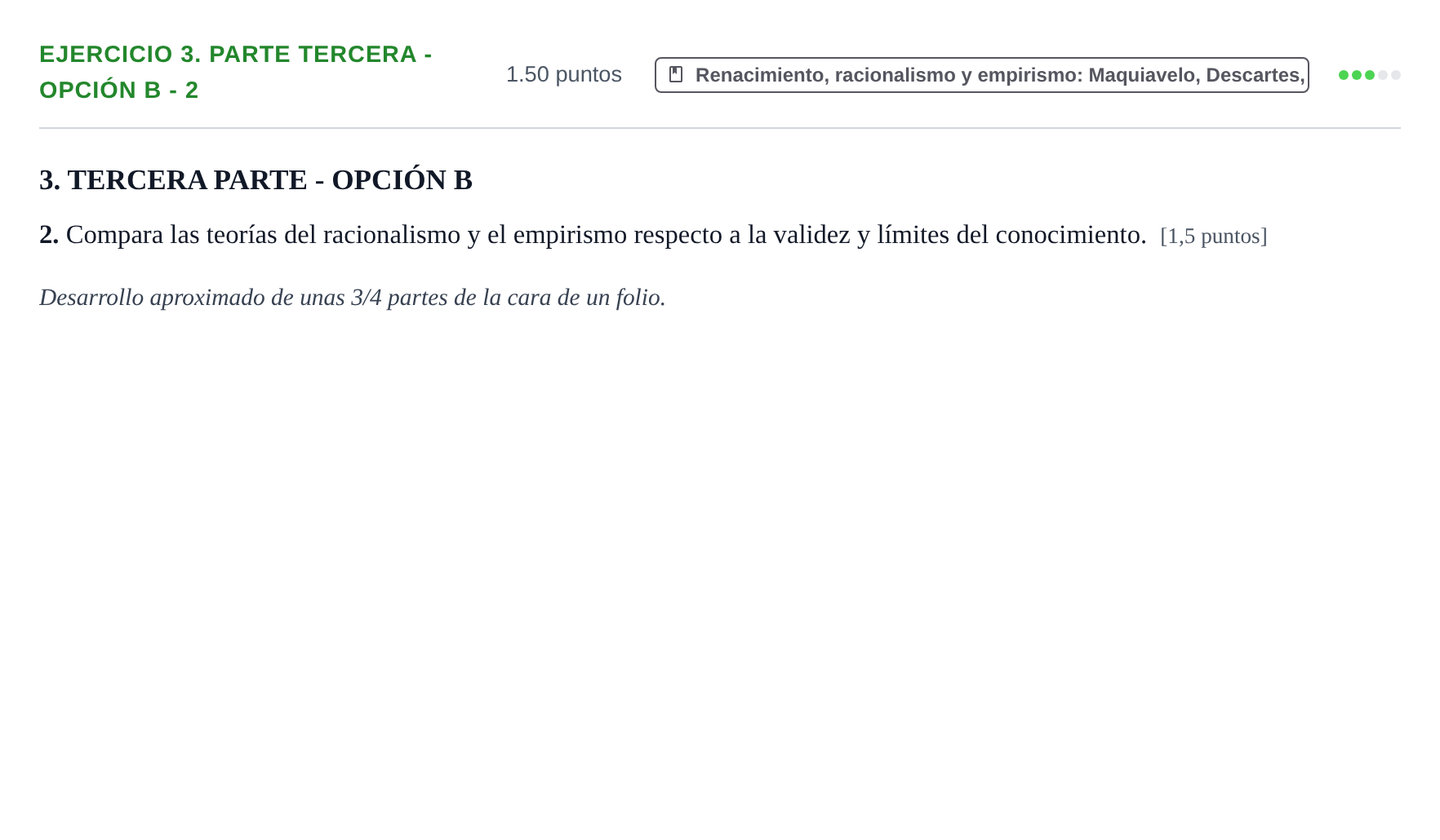 Enunciado: Ejercicio 3. Parte tercera - Opción B - 2 · Historia de la Filosofía PAU Castilla-La Mancha Ordinaria 2026