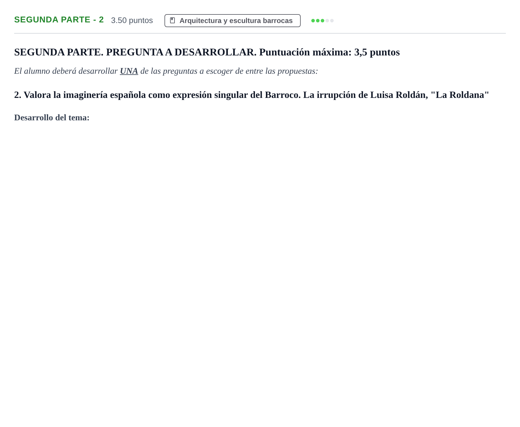 Enunciado: Ejercicio Segunda Parte - 2 · Historia del Arte PAU Castilla-La Mancha Ordinaria 2026