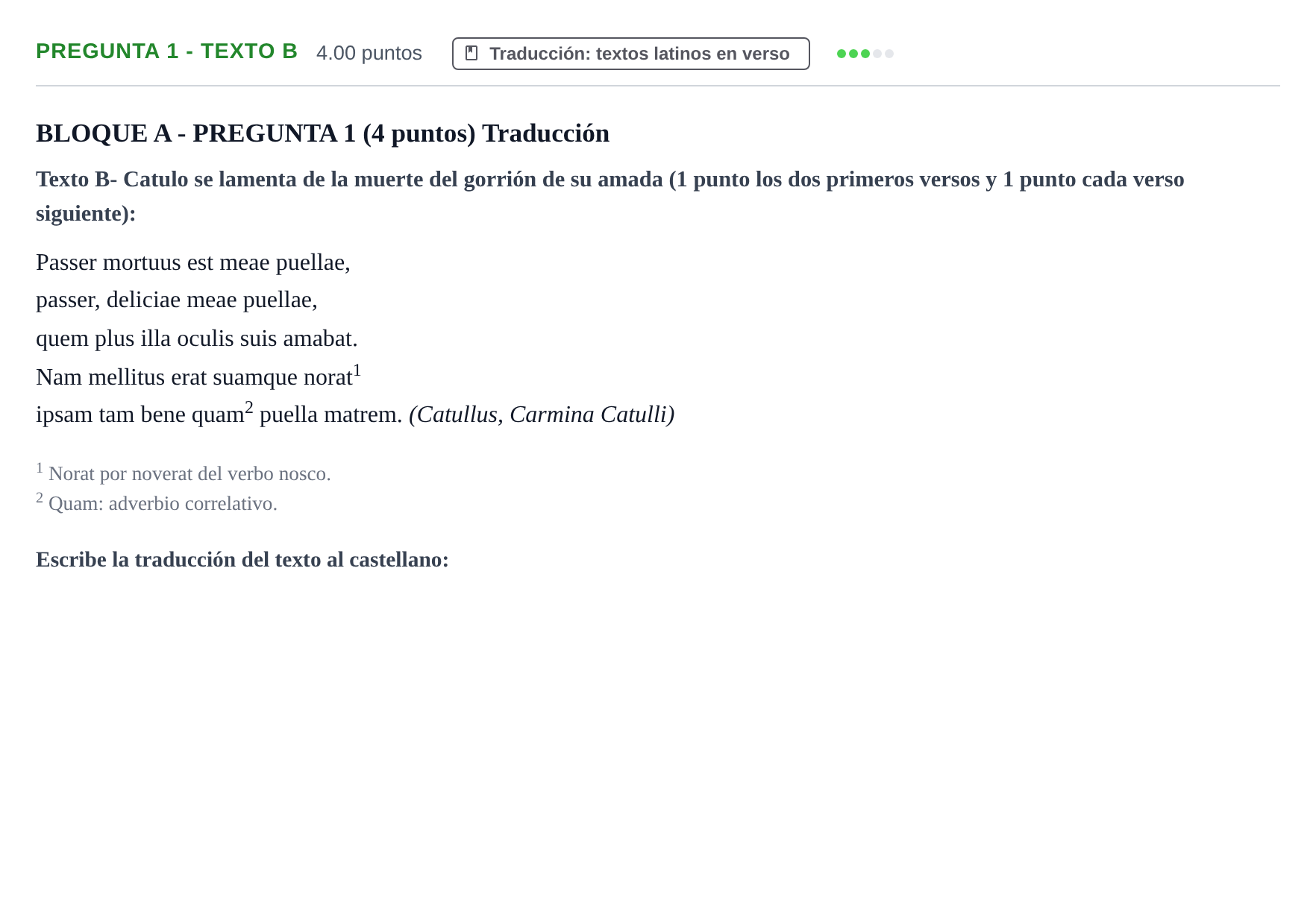 Enunciado: Pregunta 1 - Texto B · Latín II PAU Castilla-La Mancha Ordinaria 2026
