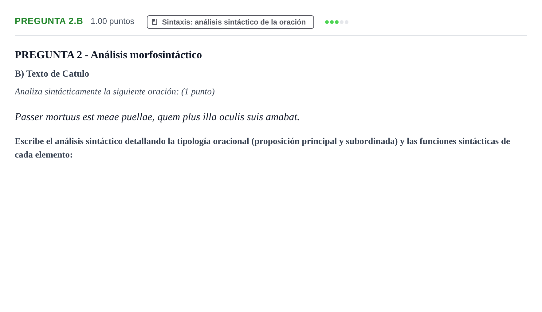 Enunciado: Pregunta 2.B - Sintaxis · Latín II PAU Castilla-La Mancha Ordinaria 2026