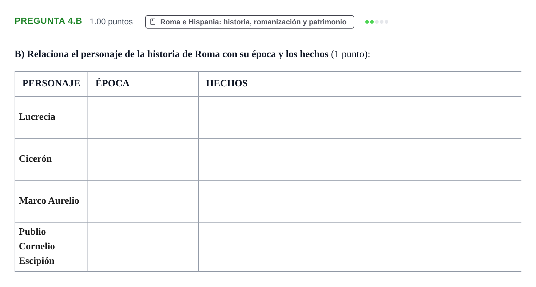 Enunciado: Pregunta 4.B · Latín II PAU Castilla-La Mancha Ordinaria 2026