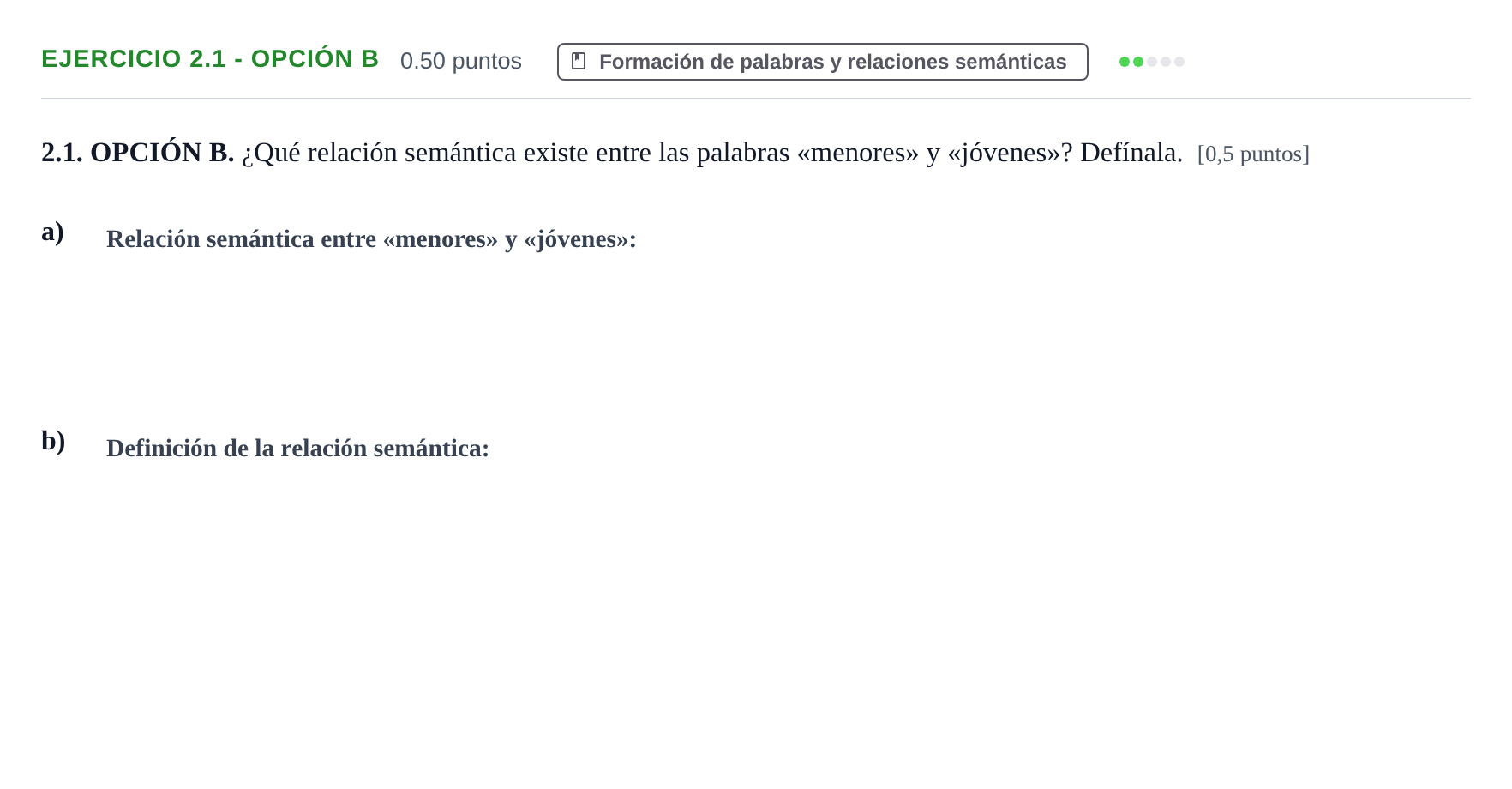Enunciado: Ejercicio 2.1 - Opción B · Lengua Castellana y Literatura II PAU Castilla-La Mancha Ordinaria 2026