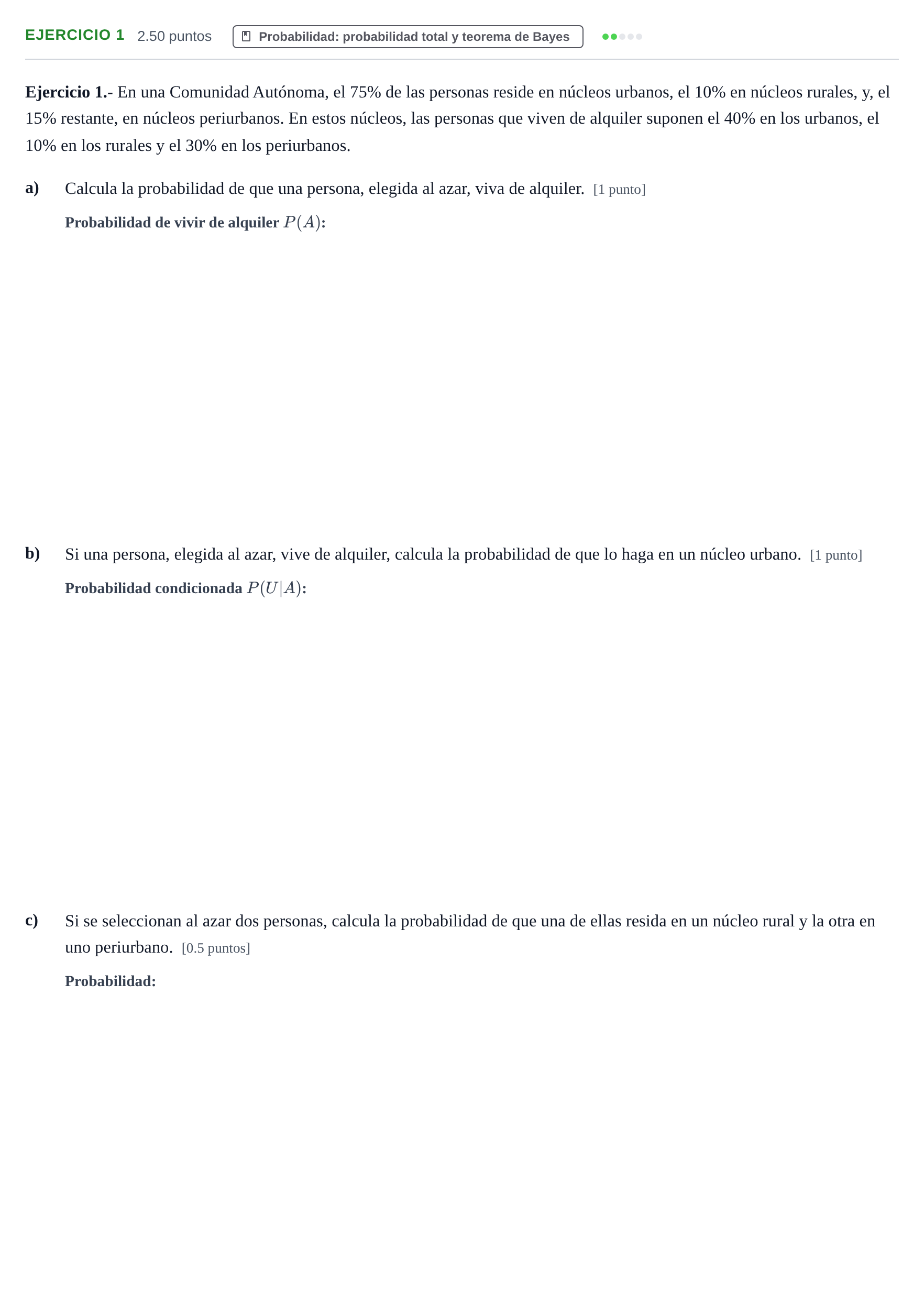 Enunciado: Ejercicio 1 · Matemáticas aplicadas a las Ciencias Sociales II PAU Castilla-La Mancha Extraordinaria 2026