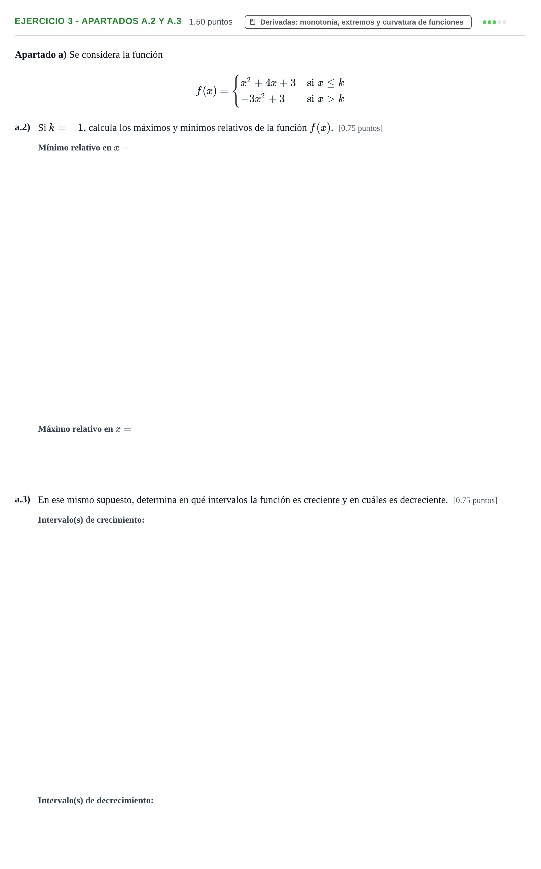 Enunciado: Ejercicio 3 - Apartados a.2 y a.3 · Matemáticas aplicadas a las Ciencias Sociales II PAU Castilla-La Mancha Extraordinaria 2026