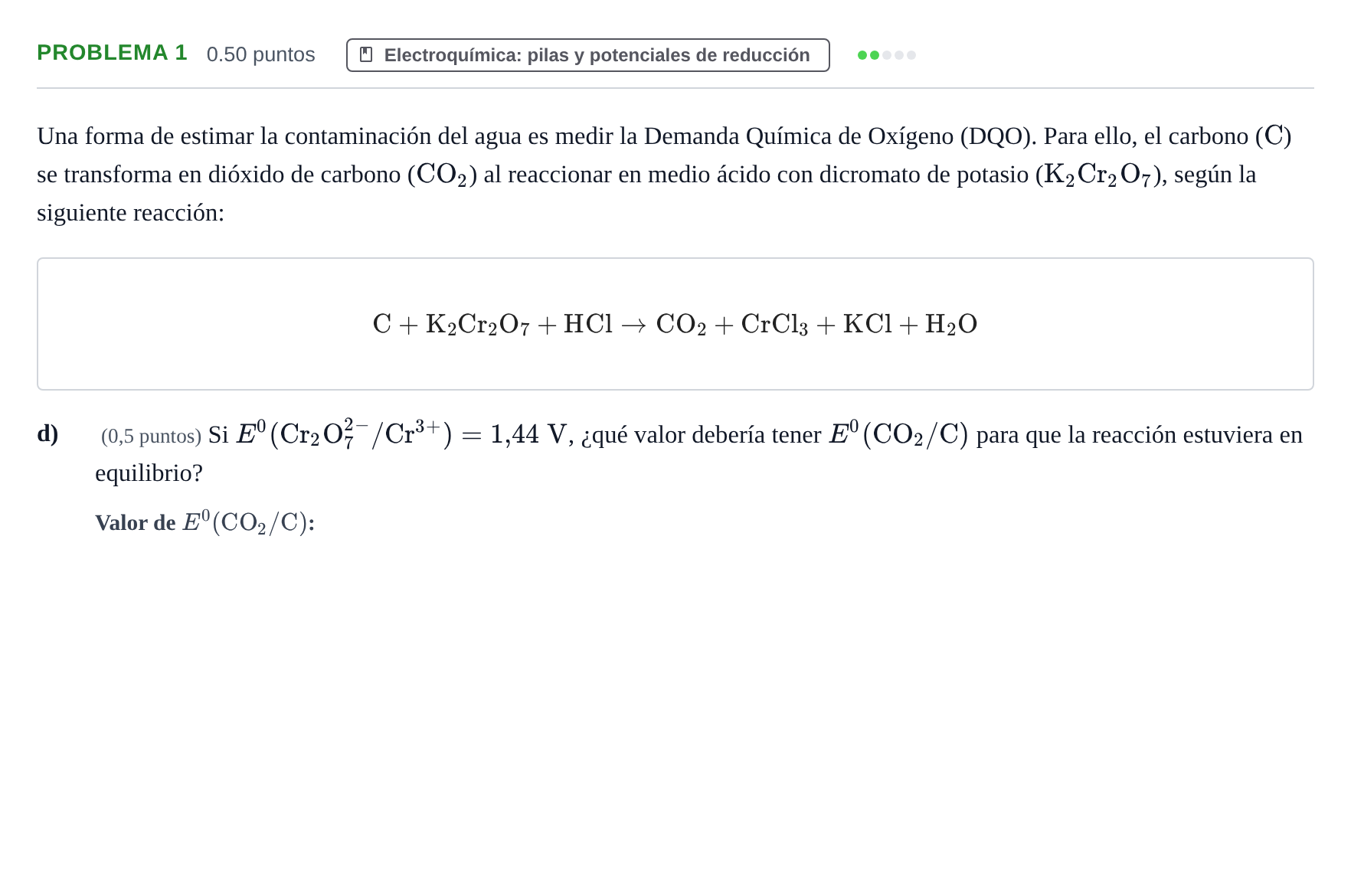 Enunciado: Problema 1 - Electroquímica · Química PAU Castilla-La Mancha Extraordinaria 2026