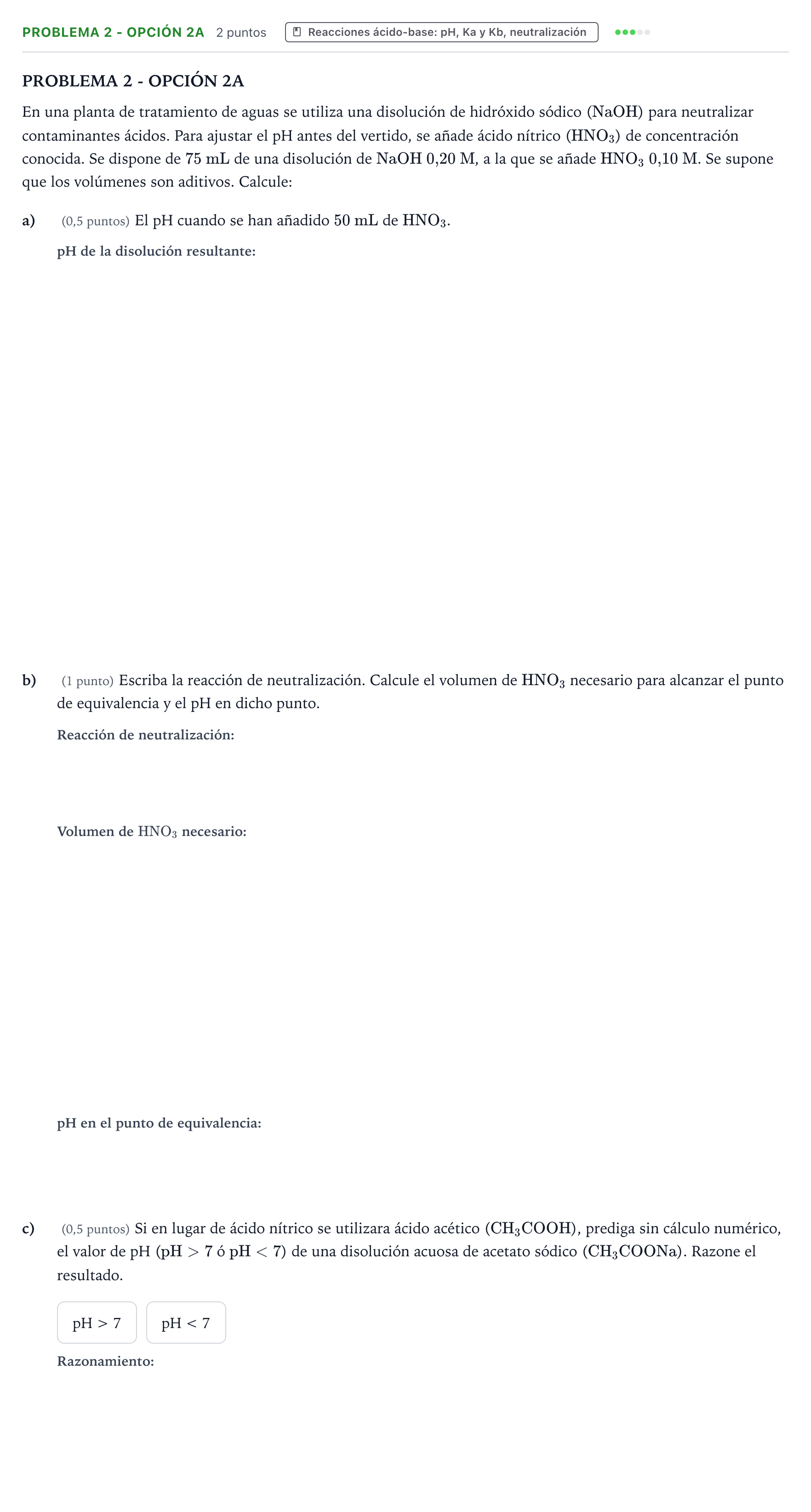 Enunciado: Problema 2 - Opción 2A · Química PAU Castilla-La Mancha Extraordinaria 2026