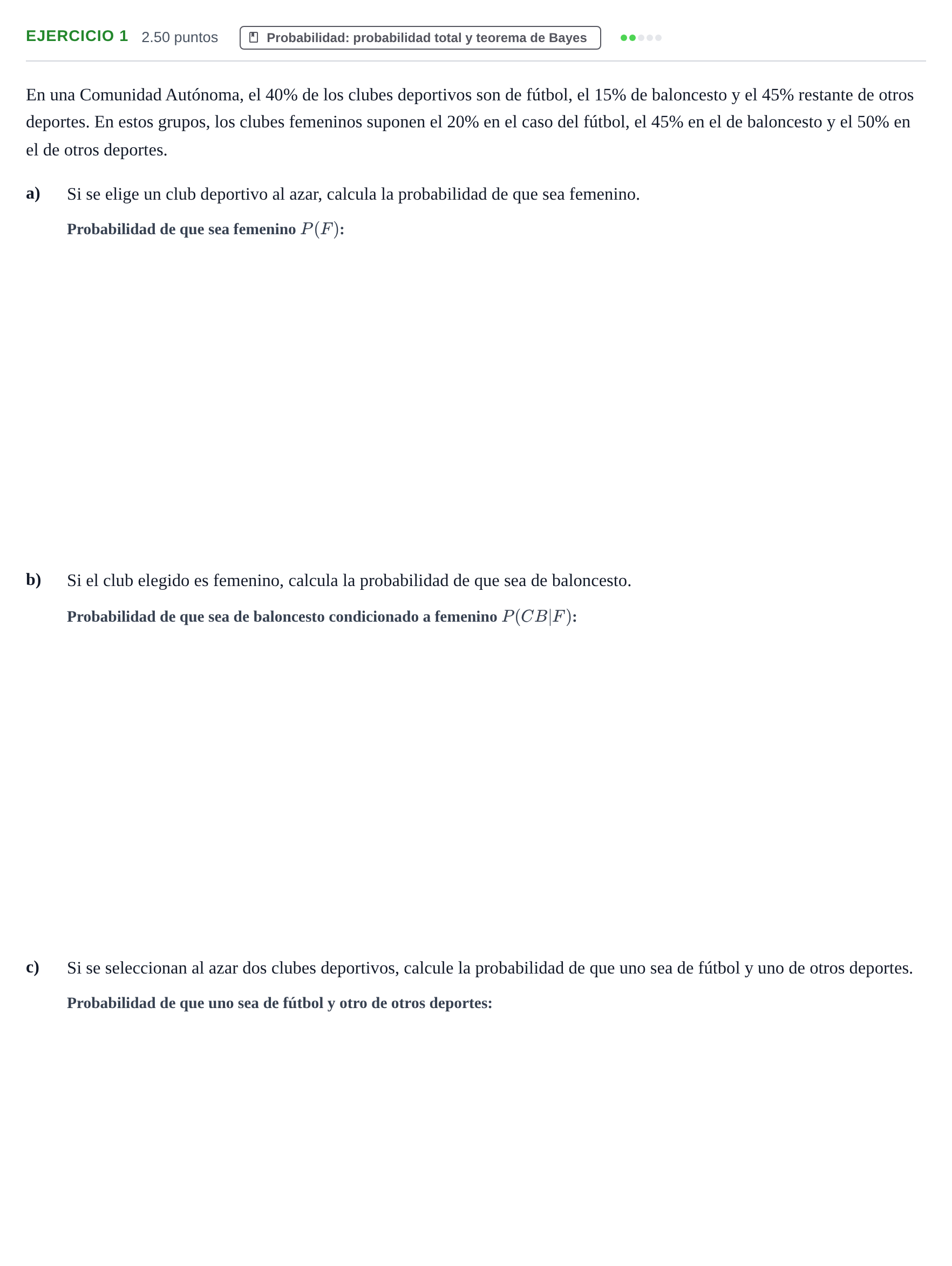 Enunciado: Ejercicio 1 · Matemáticas aplicadas a las Ciencias Sociales II PAU Castilla-La Mancha Ordinaria 2026
