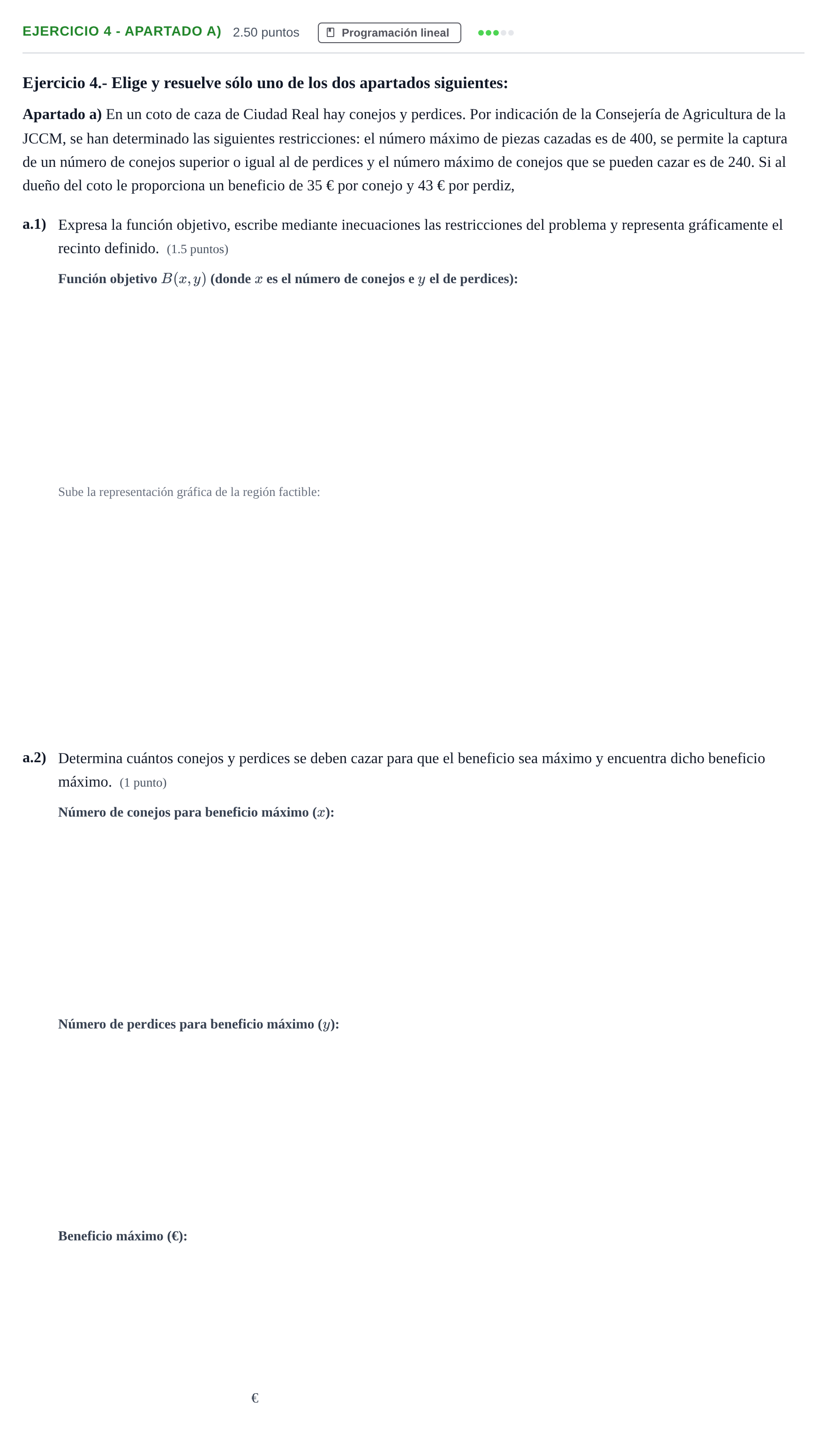 Enunciado: Ejercicio 4 - Apartado a) · Matemáticas aplicadas a las Ciencias Sociales II PAU Castilla-La Mancha Ordinaria 2026