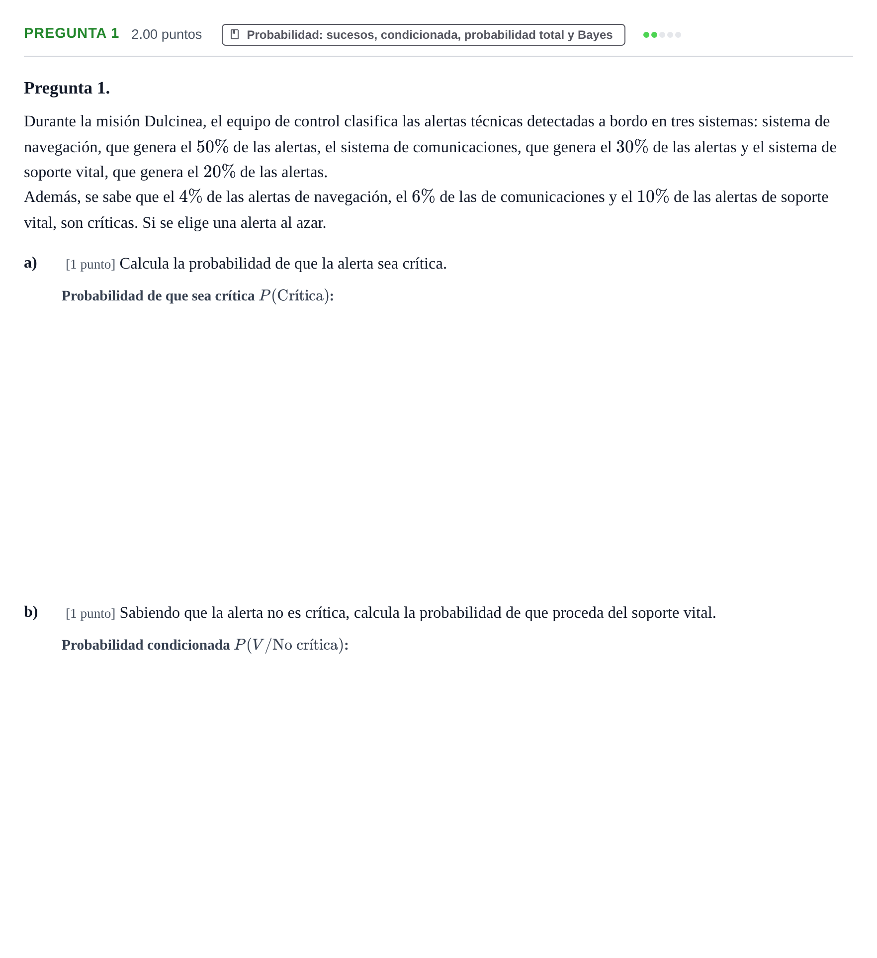Enunciado: Pregunta 1 · Matemáticas II PAU Castilla-La Mancha Ordinaria 2026
