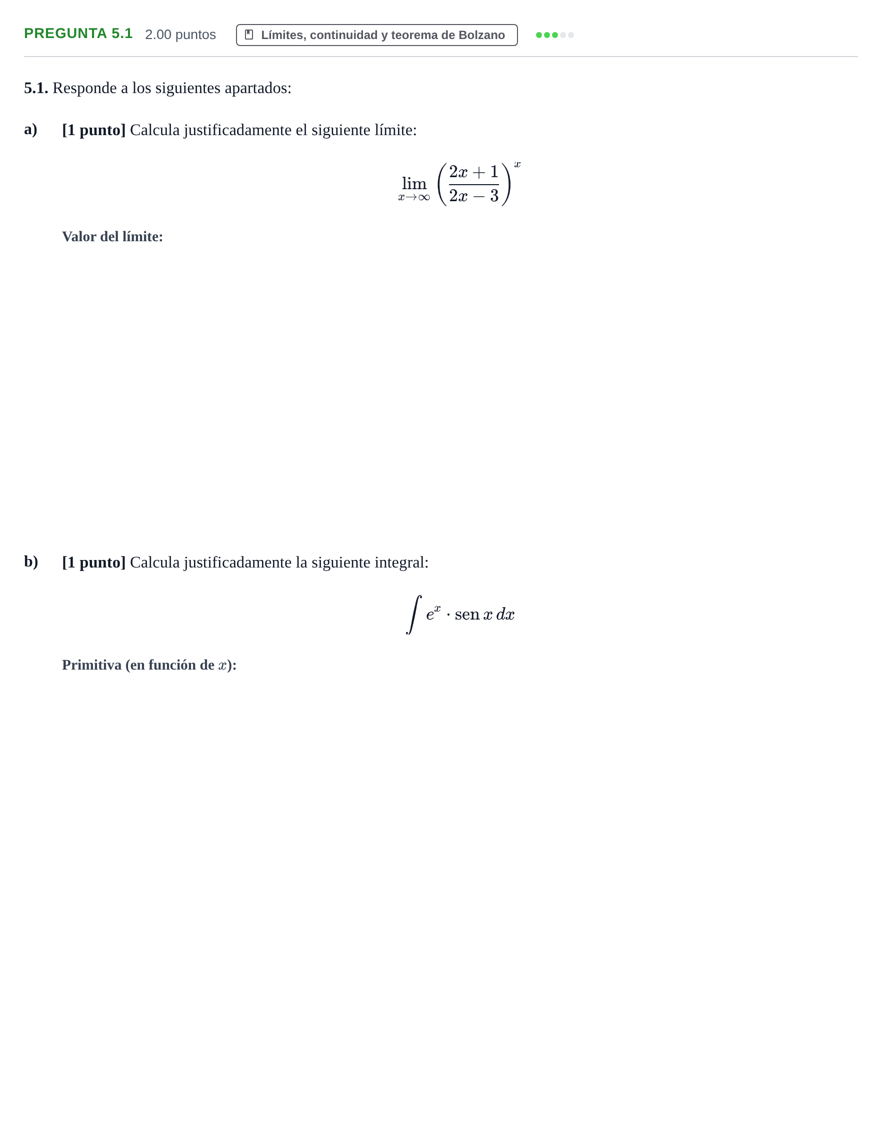 Enunciado: Pregunta 5.1 · Matemáticas II PAU Castilla-La Mancha Ordinaria 2026