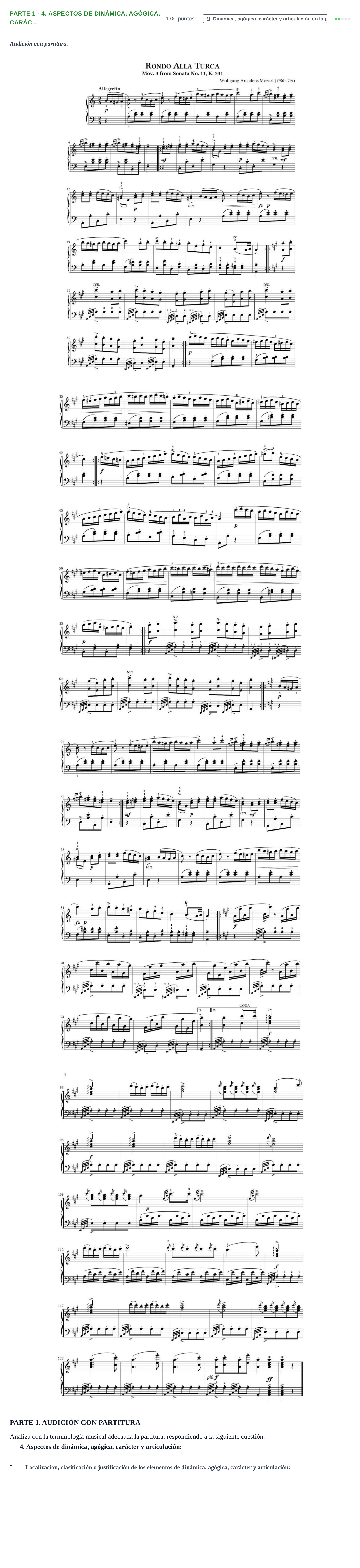 Enunciado: Ejercicio Parte 1 - 4. Aspectos de dinámica, agógica, carác… · Análisis Musical II PAU Castilla-La Mancha Extraordinaria 2026